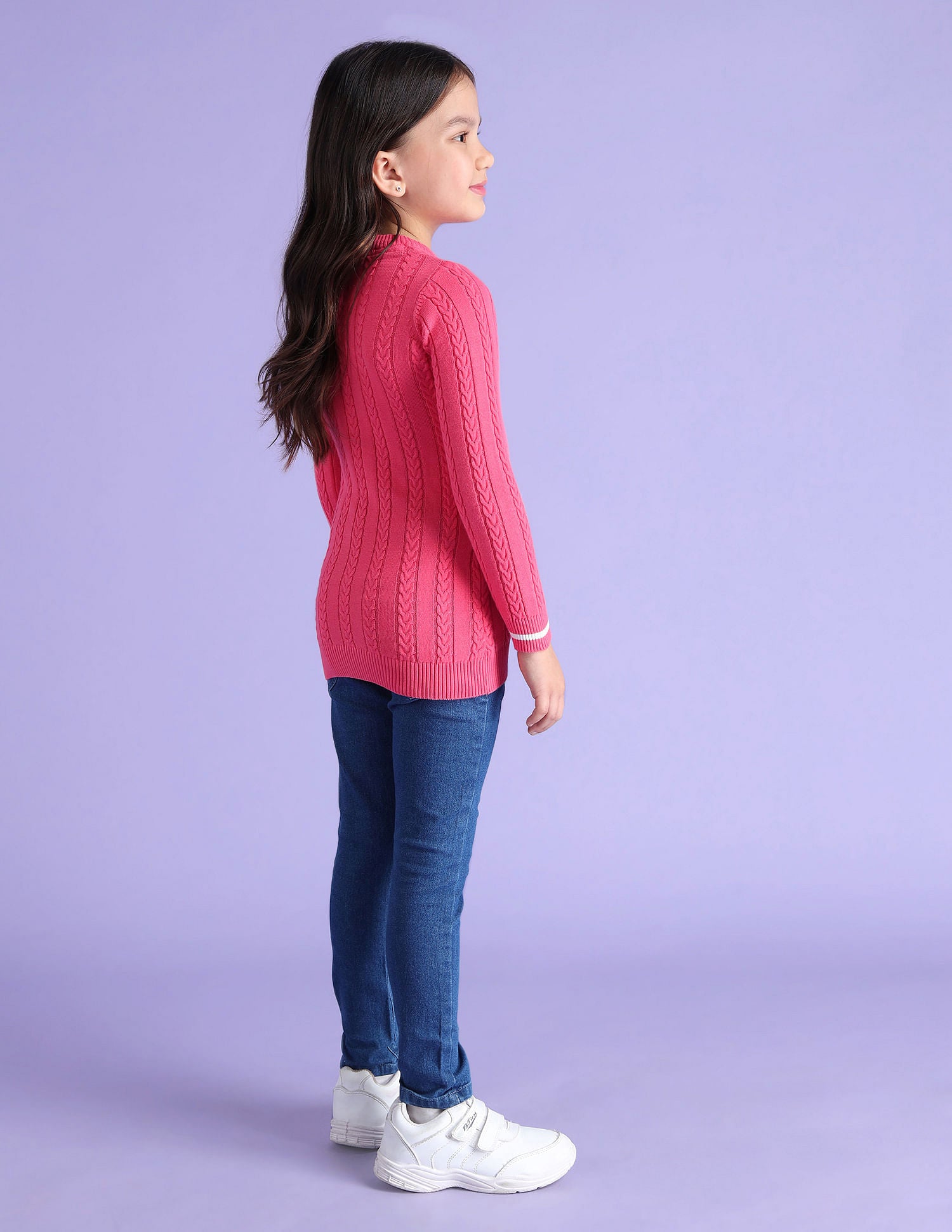 Girls Cable Knit Sweater Rogue Pink - U.S. POLO ASSN. | Large