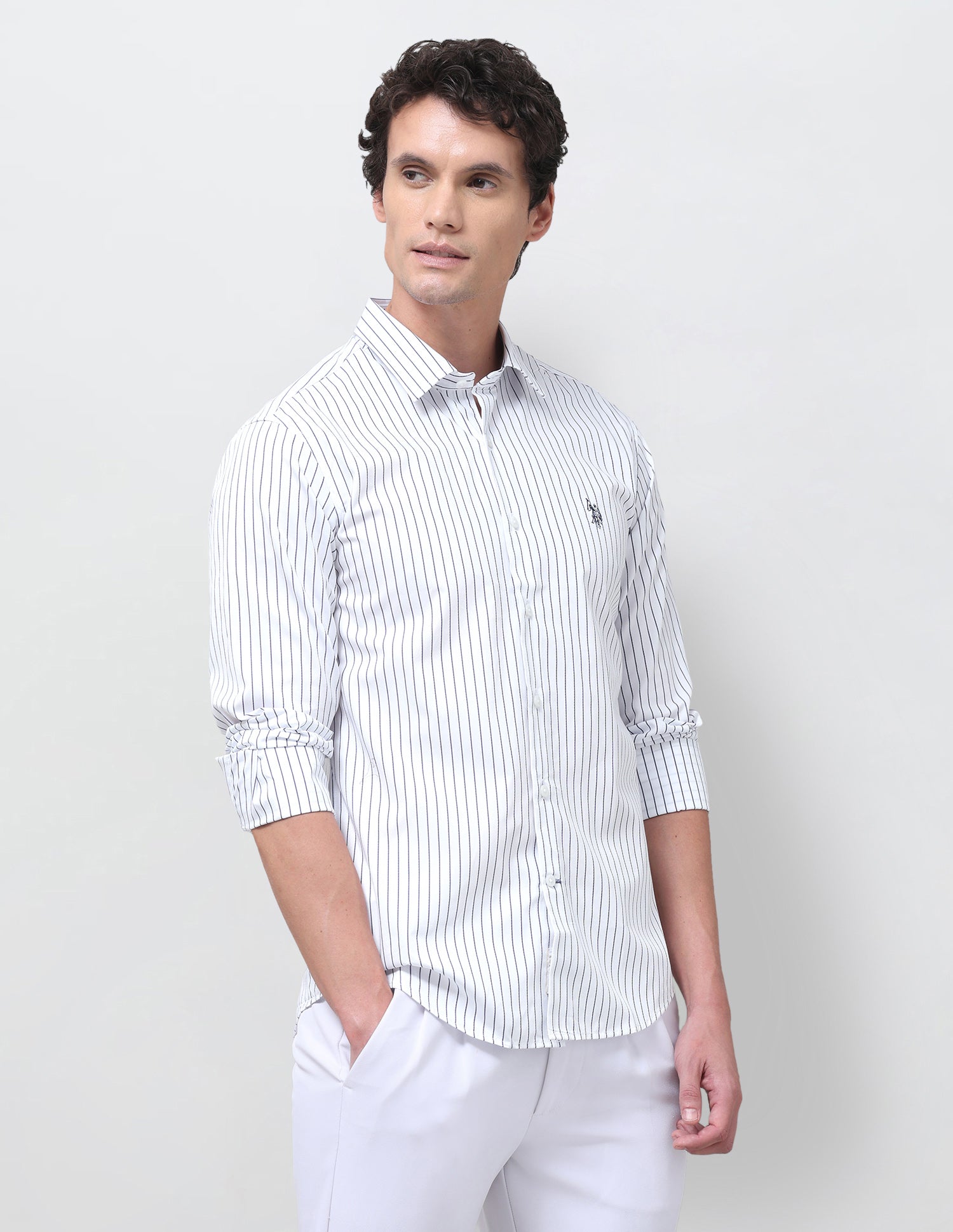 Vertical Striped Regular Fit Shirt Blue - U.S. Polo Assn. India | Large
