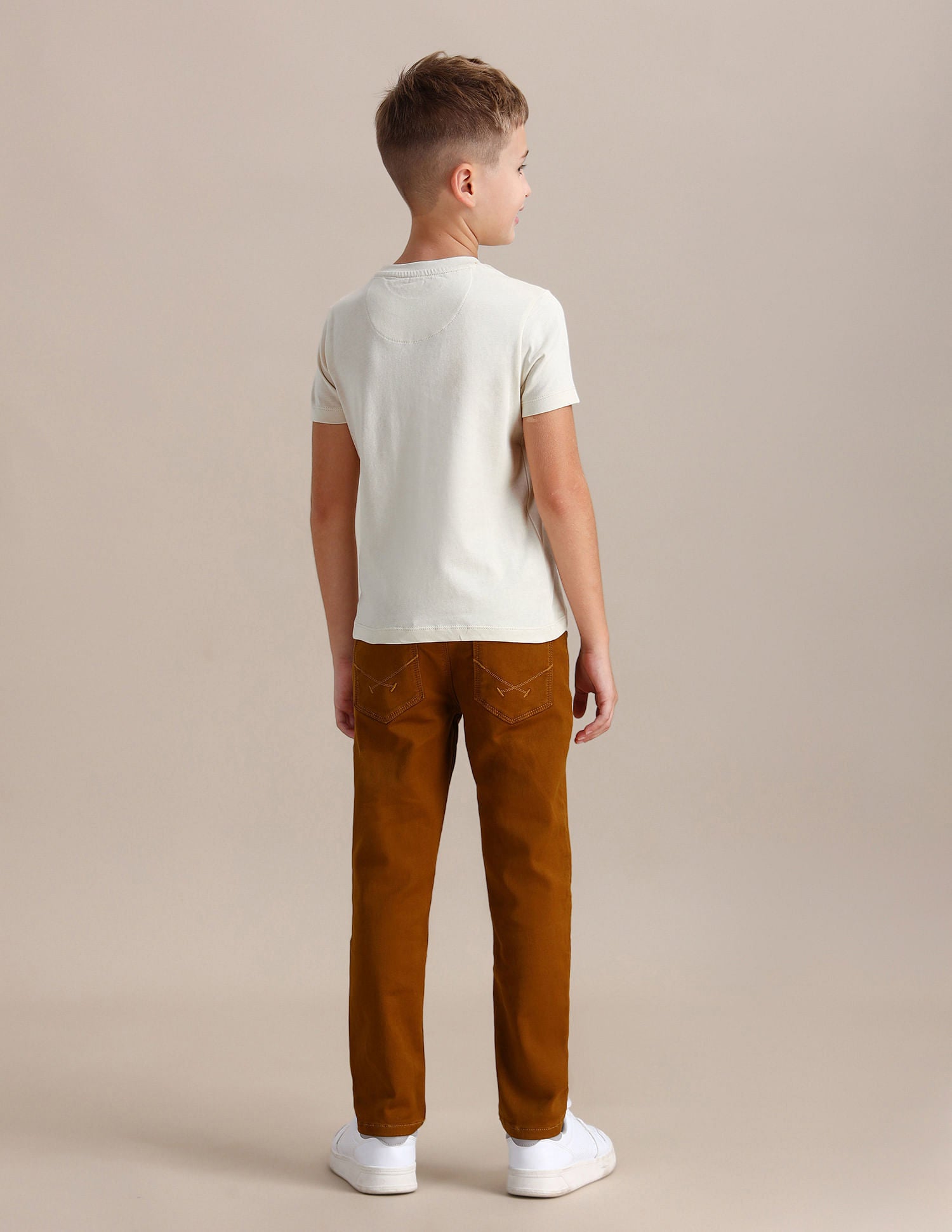 Boys Brand Print Regular Fit T-shirt Off White - U.S. POLO ASSN. | Large