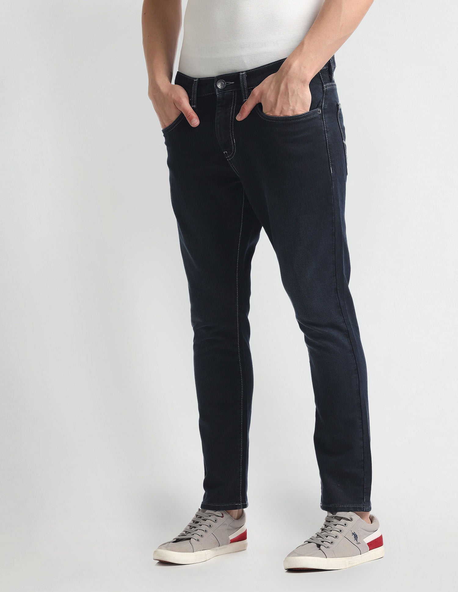 Henry Tapered Cropped Fit Blue Jeans Blue - U.S. Polo Assn. India | Large
