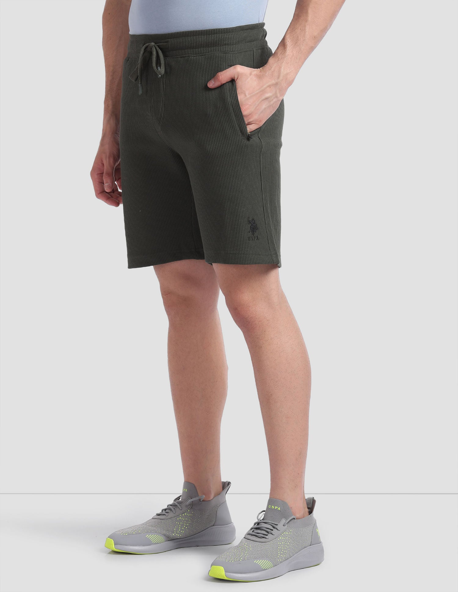 Waffle Knit Textured LS005 Lounge Shorts - Pack Of 1 Olive - U.S. POLO ASSN. | Large
