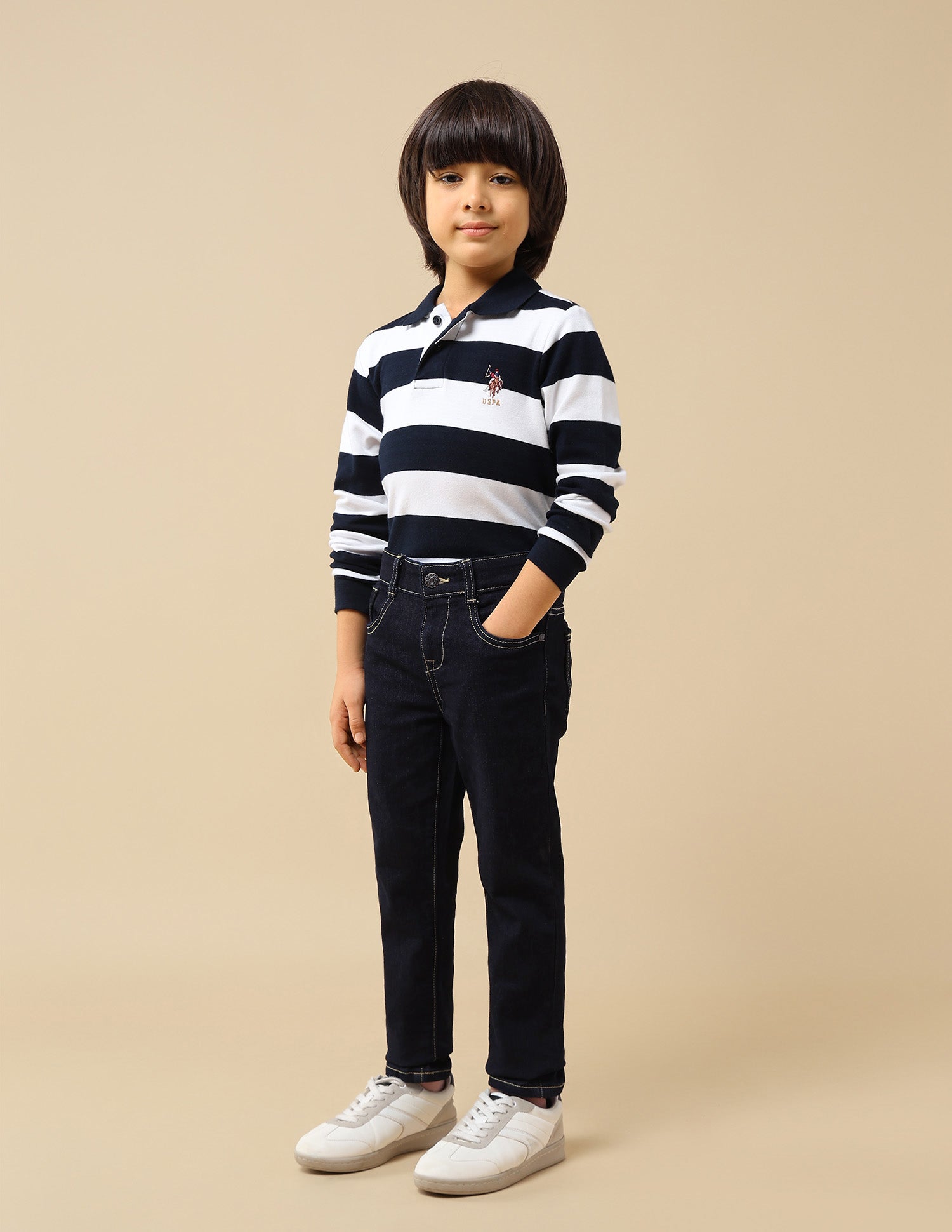 Boys Slim Fit Mid Rise Jeans Dark Blue - U.S. POLO ASSN. | Large