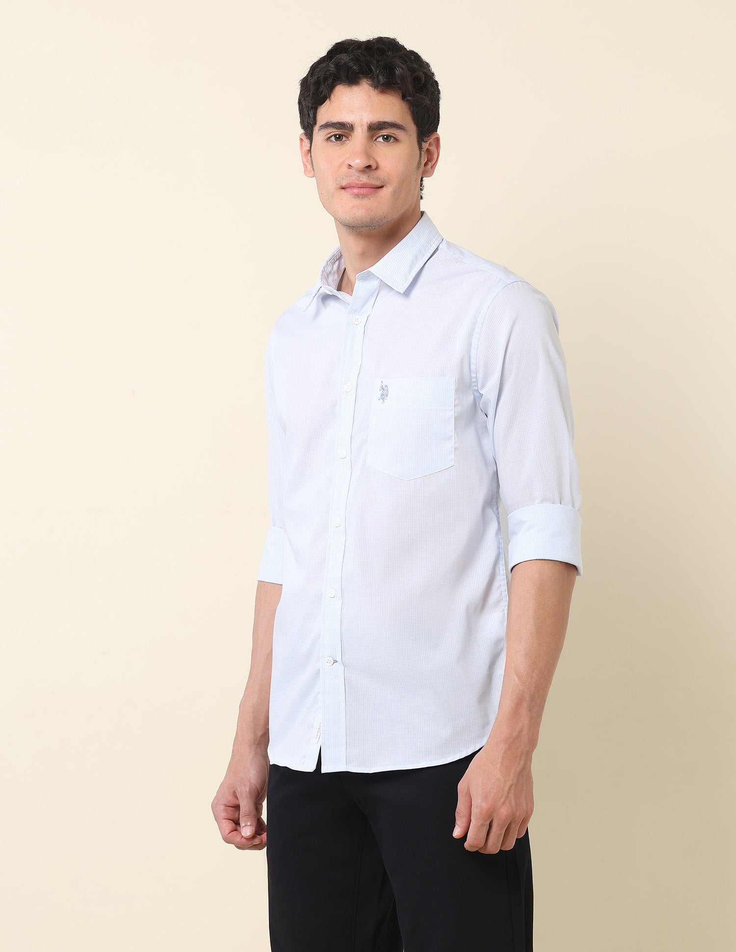 Graph Checked Tailored Fit Shirt Blue - U.S. Polo Assn. India | Large