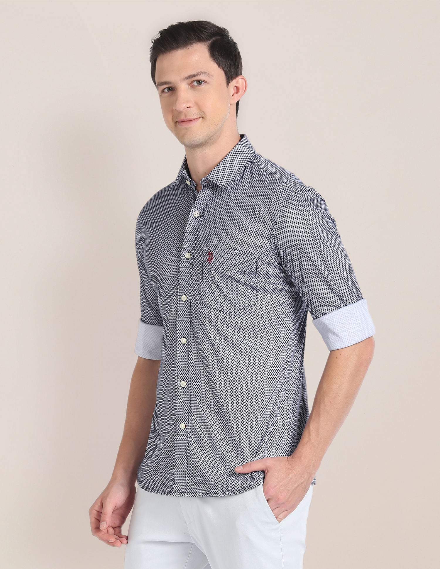 Geometric Print Casual Shirt Navy - U.S. Polo Assn. India | Large