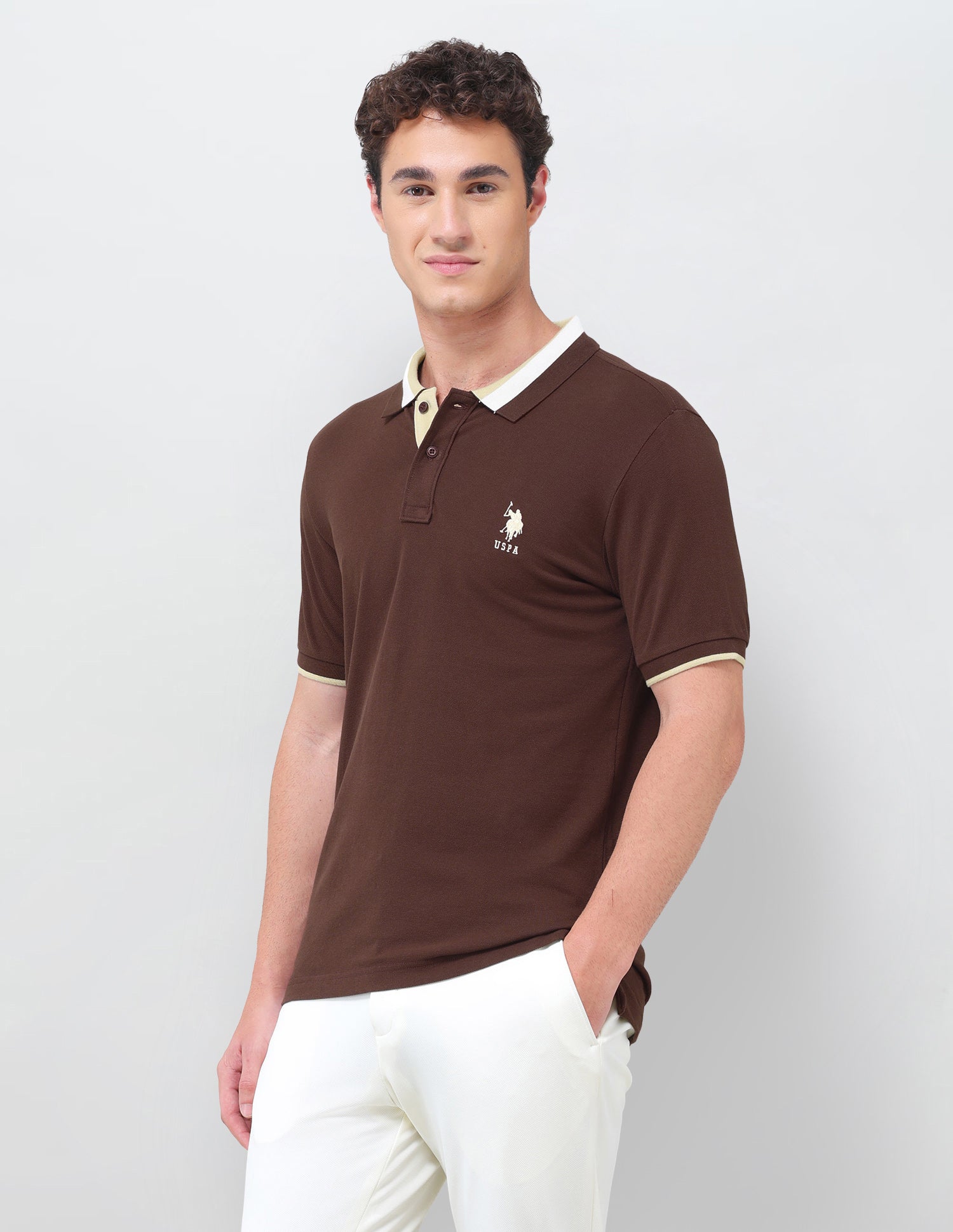 Solid Regular Fit Polo Shirt Dark Brown - U.S. Polo Assn. India | Large