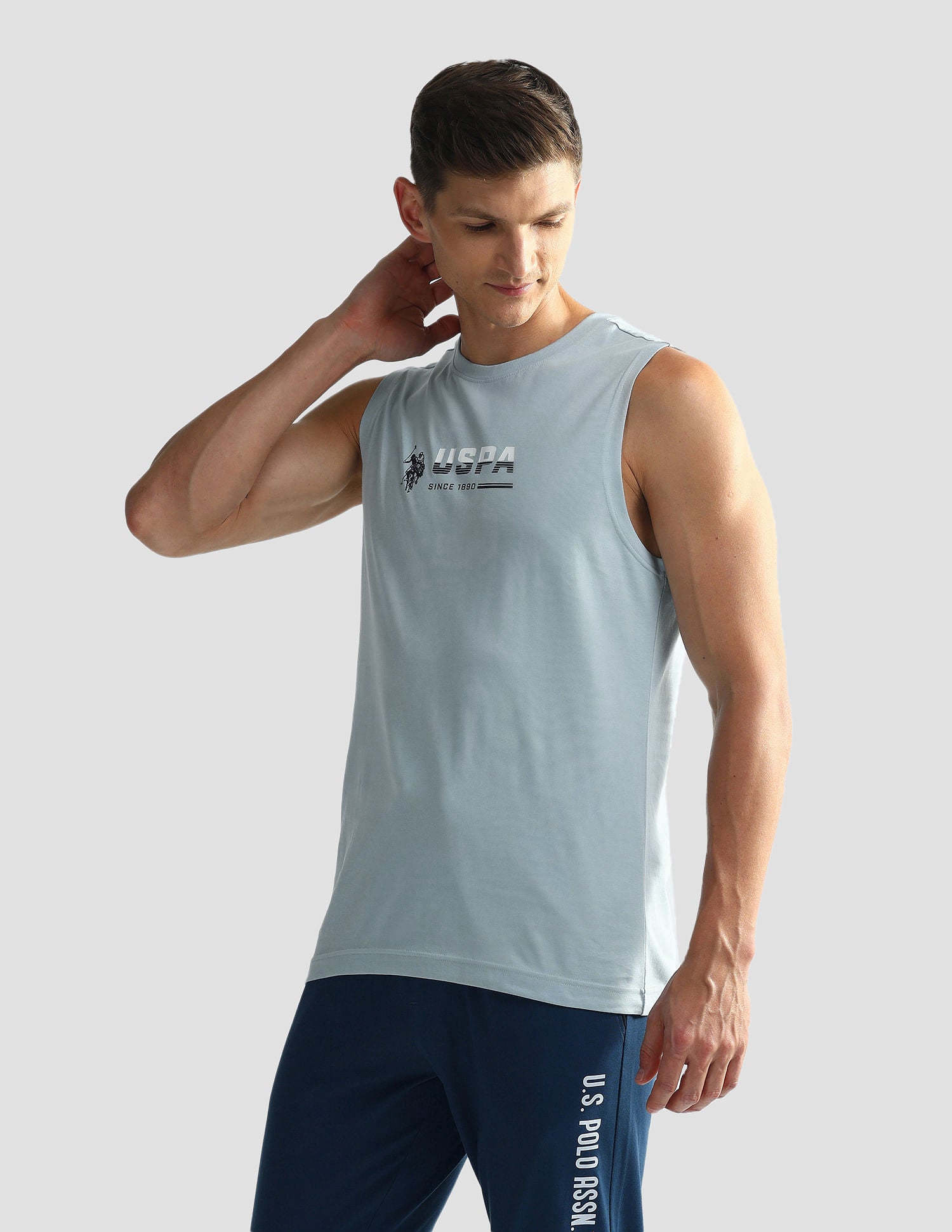 Solid Cotton OEV06 Vest - Pack Of 1 Lt Blue - U.S. POLO ASSN. | Large