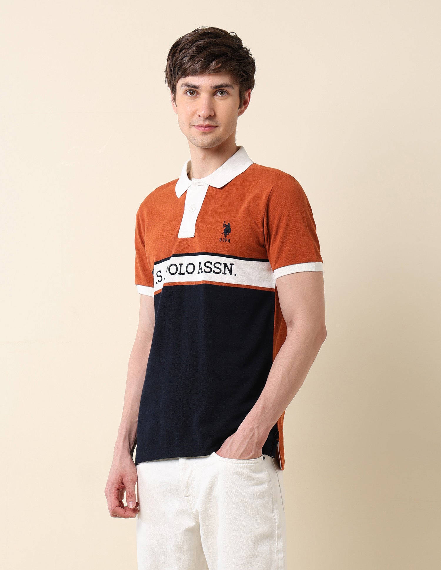 Colourblocked Classic Polo Shirt Rust - U.S. POLO ASSN. | Large
