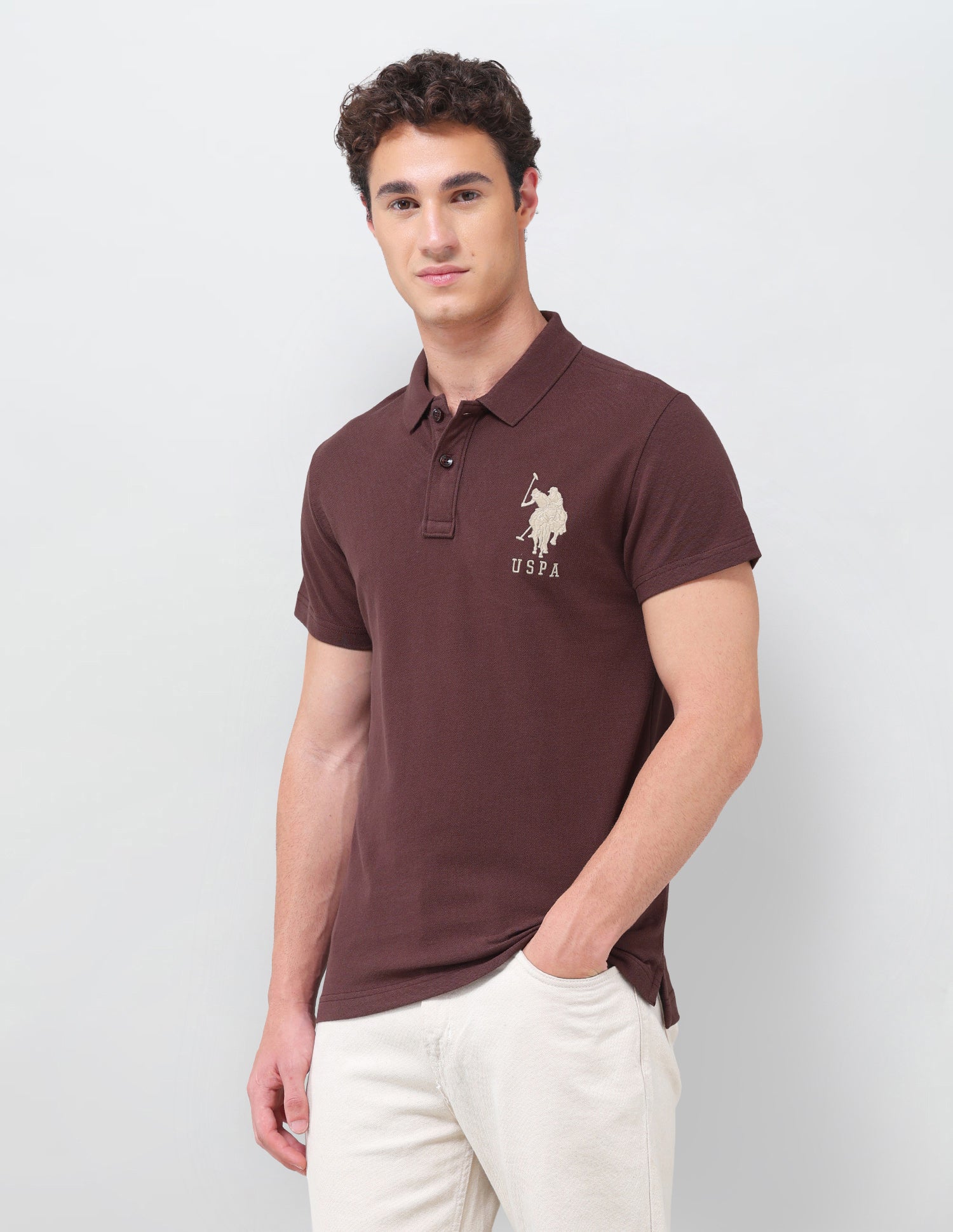 Solid Slim Fit Polo Shirt Maroon - U.S. Polo Assn. India | Large