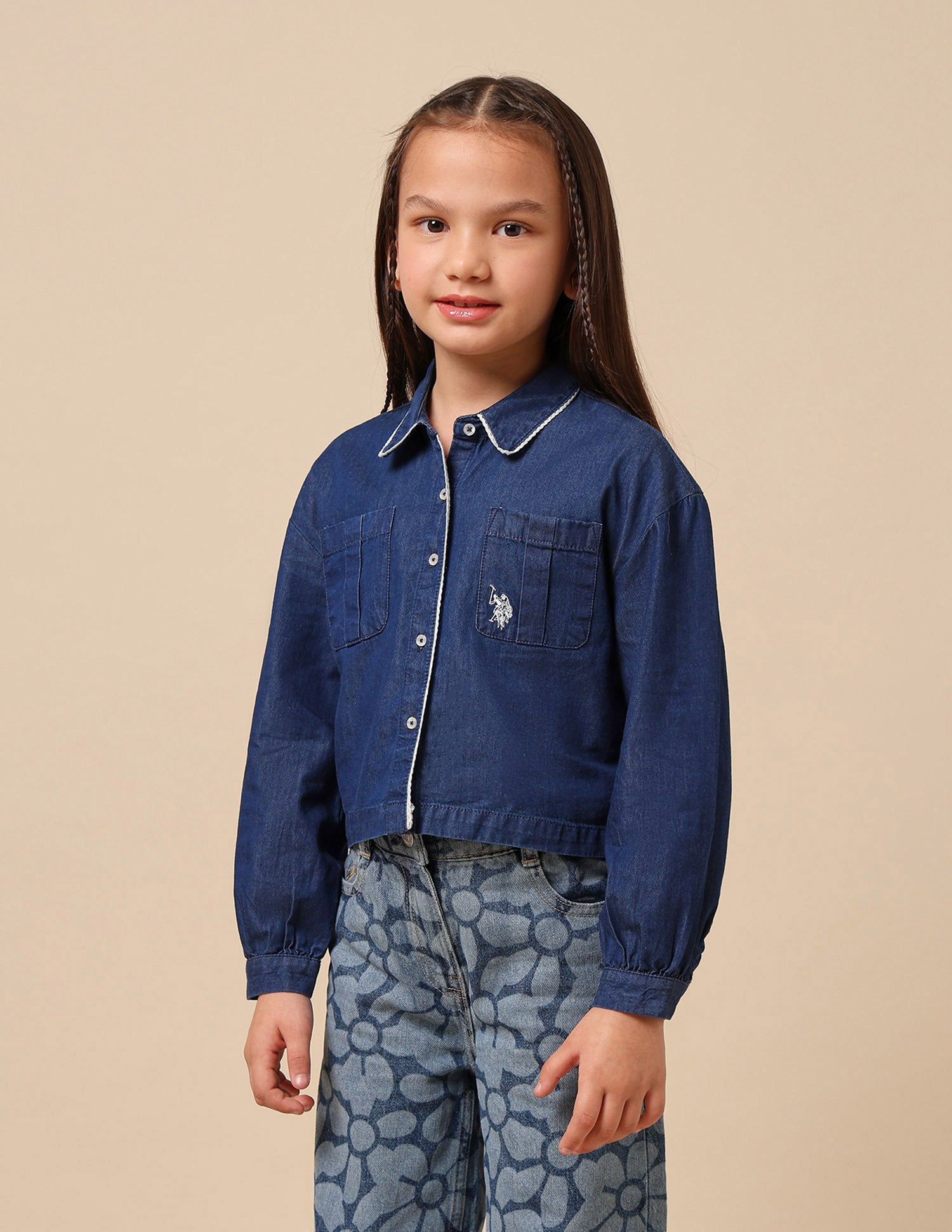 Girls Solid Regular Fit Top Dark Blue - U.S. POLO ASSN. | Large