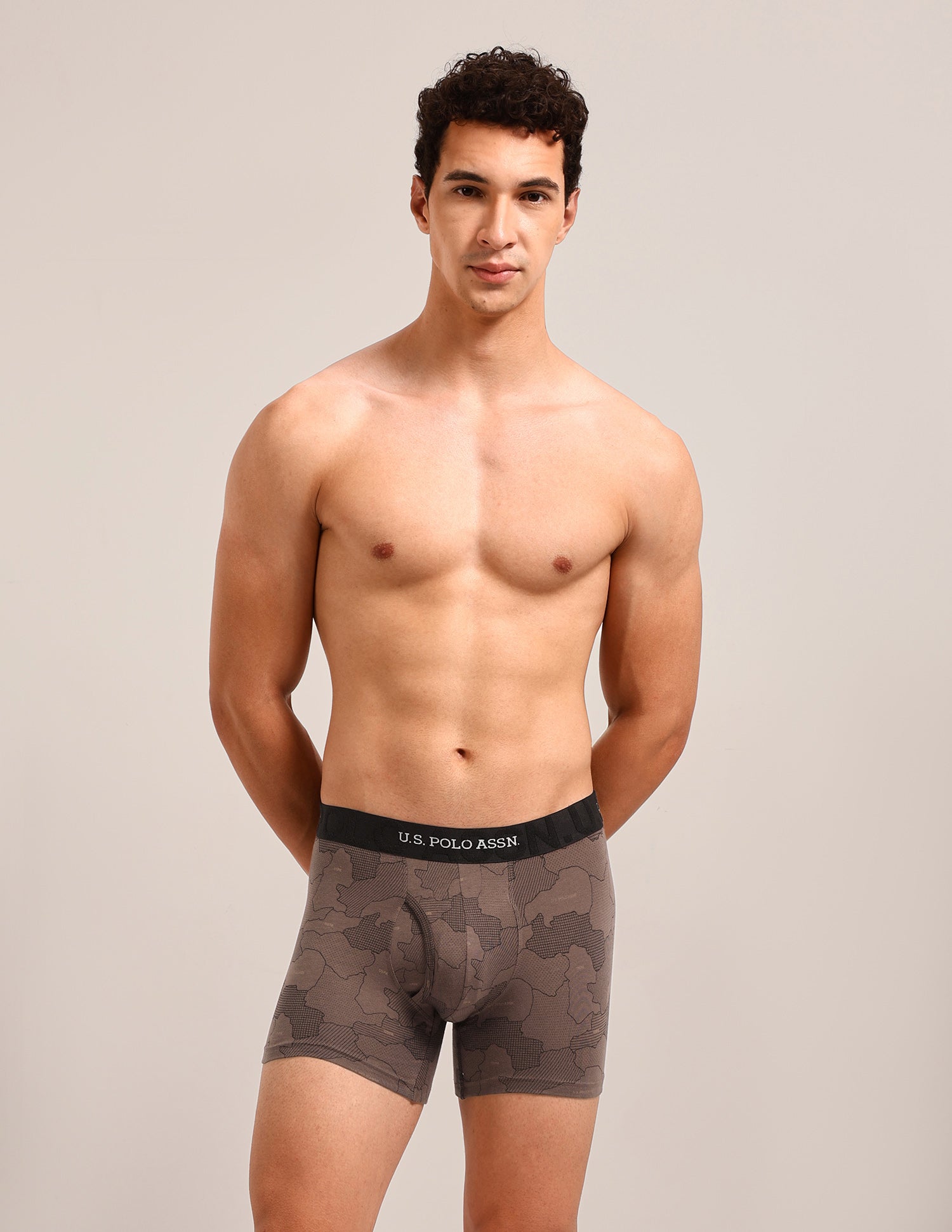 Printed Cotton Stretch Essential OET22 Long Trunk - Pack Of 2 Oceana/Bracken - U.S. Polo Assn. India | Large