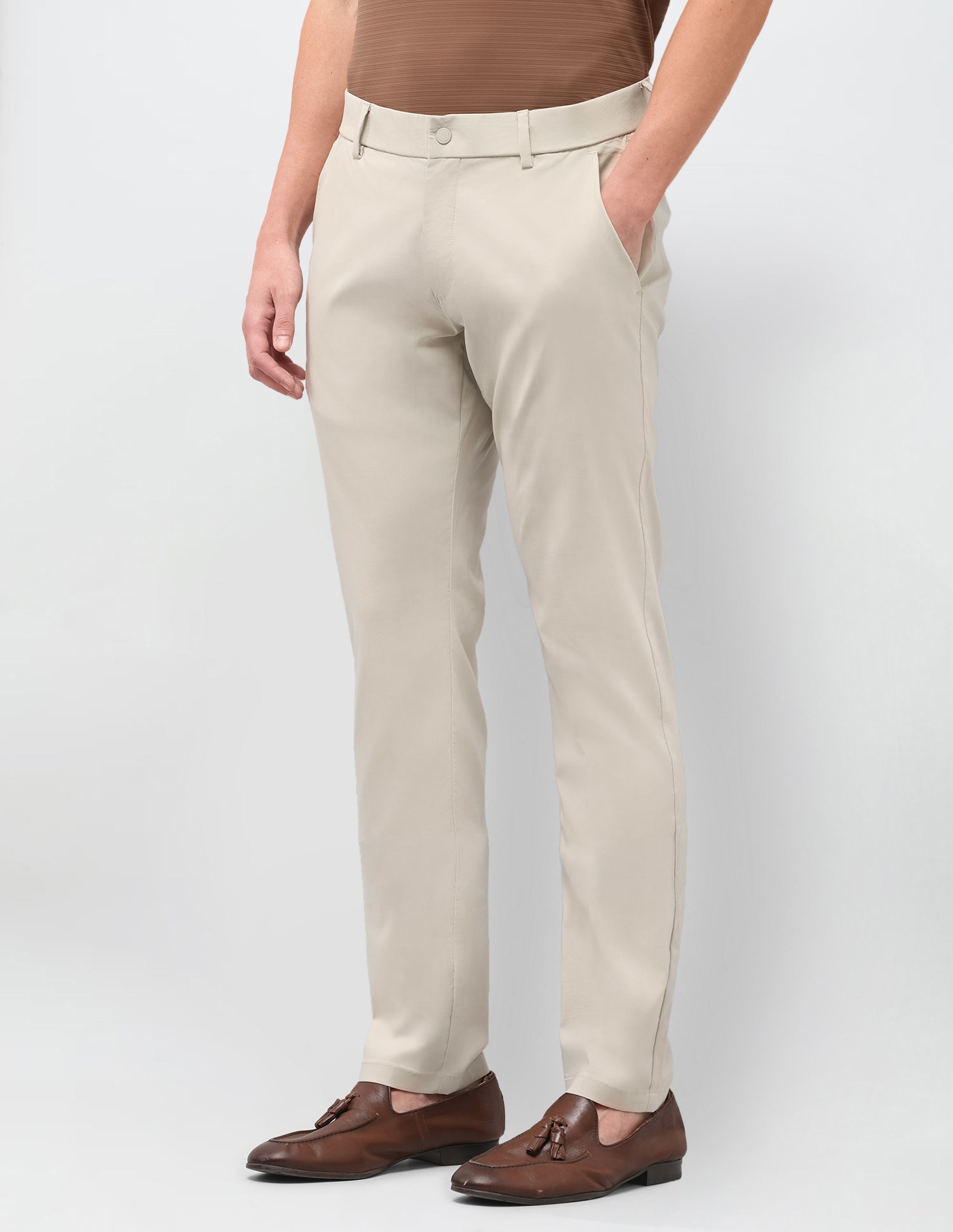 Satin Austin Slim Fit Trousers Beige - U.S. Polo Assn. India | Large