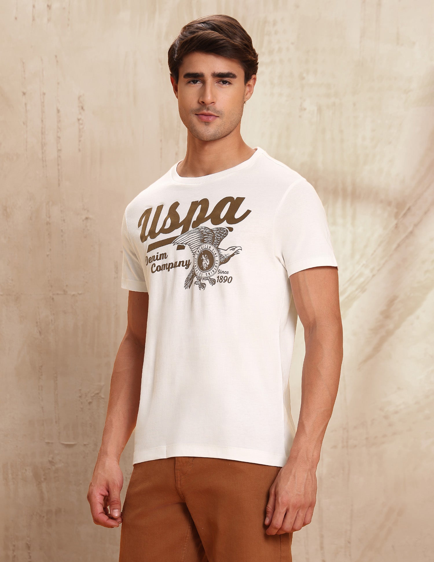 Graphic Brand Printed Pure Cotton T-Shirt Ivory - U.S. POLO ASSN. | Large