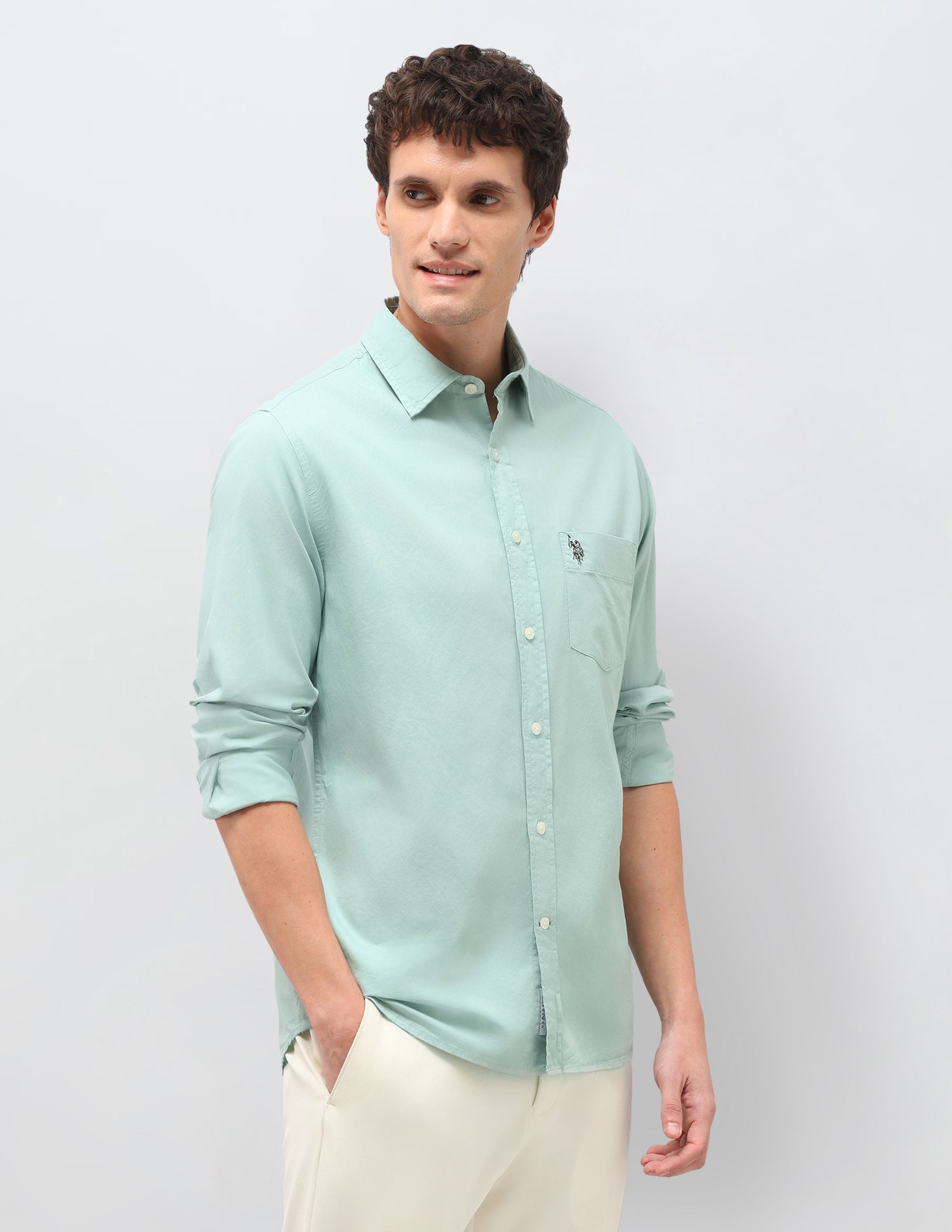 Twill Solid Shirt Mint - U.S. Polo Assn. India | Large