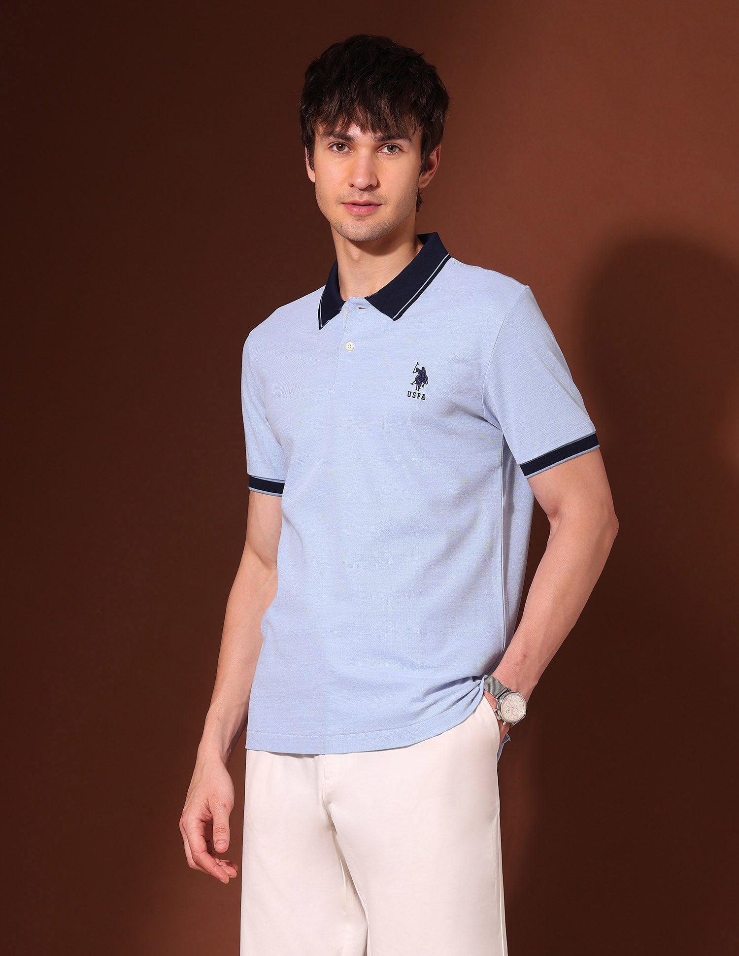 Pure Cotton Working Holiday Polo Shirt Light Blue - U.S. Polo Assn. India | Large