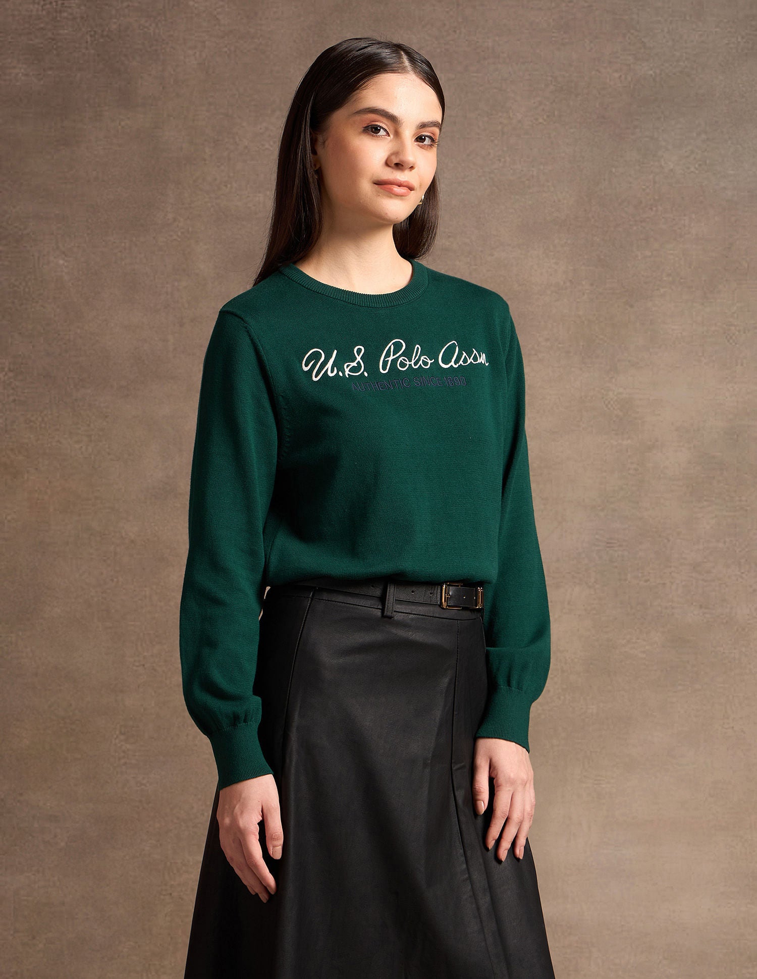Pure Cotton Embroidered Sweater Dark Green - U.S. POLO ASSN. | Large