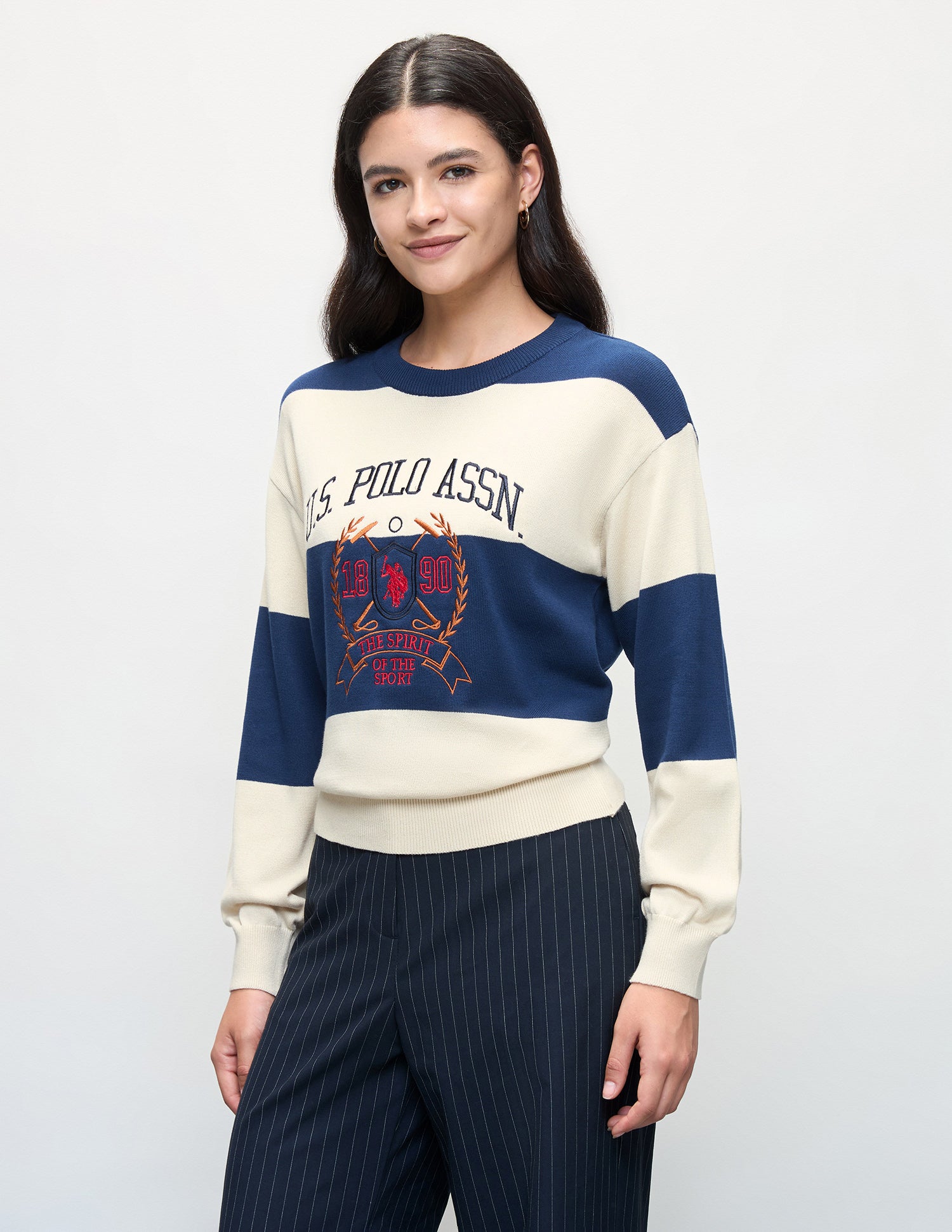 Colour Block Regular Fit Sweater White - U.S. Polo Assn. India | Large