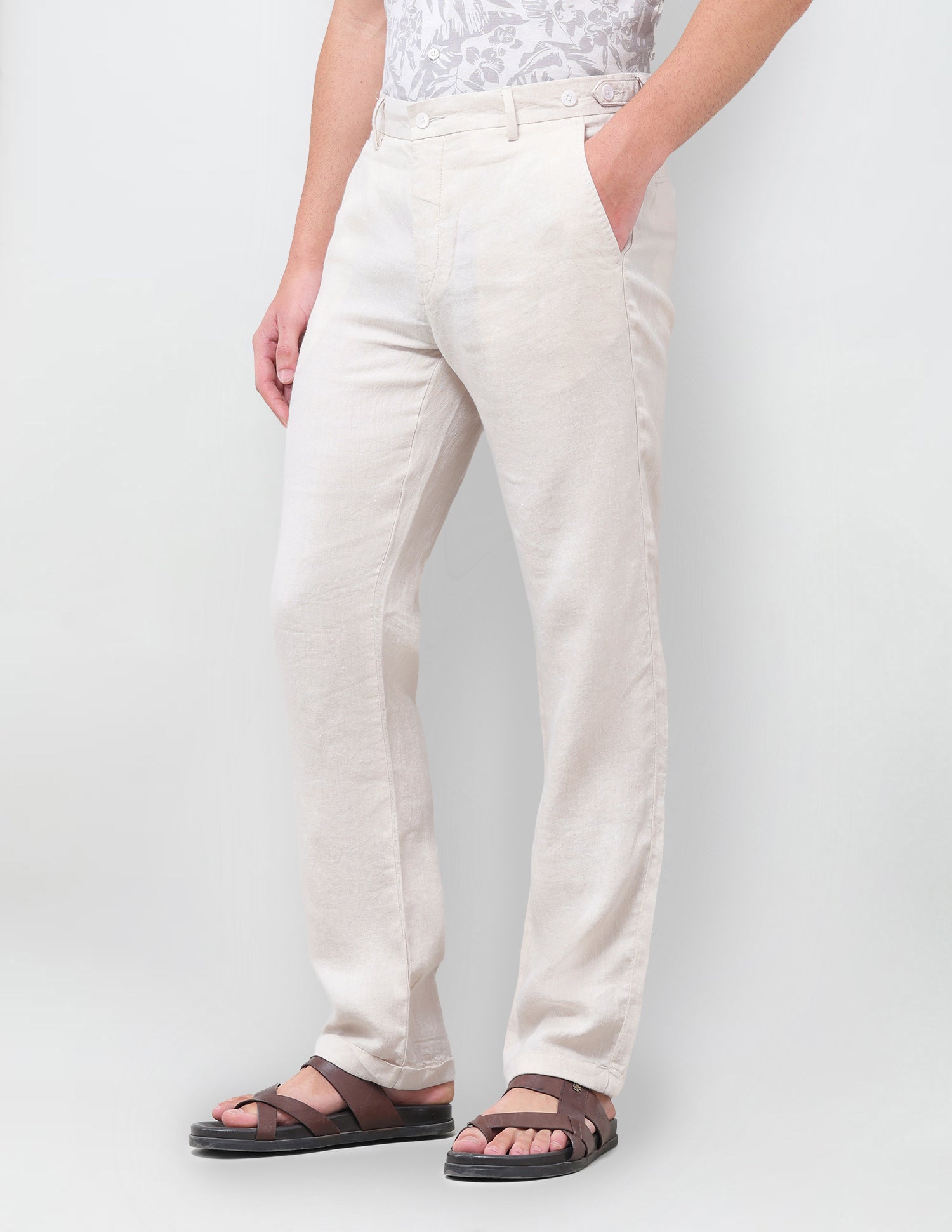 Satin Riley Straight Fit Trousers Stone - U.S. Polo Assn. India | Large