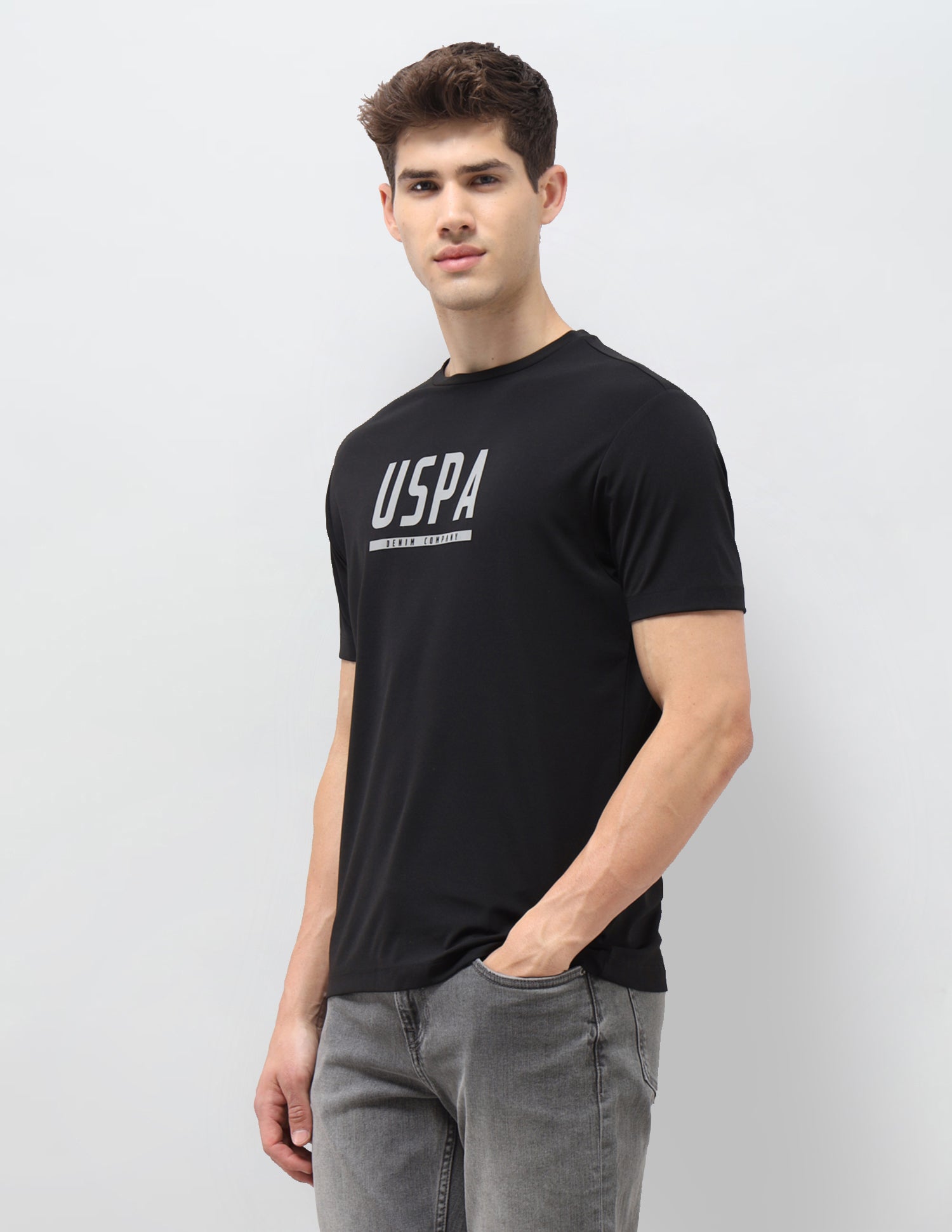 Slim Fit Brand Printed T-Shirt Black - U.S. Polo Assn. India | Large