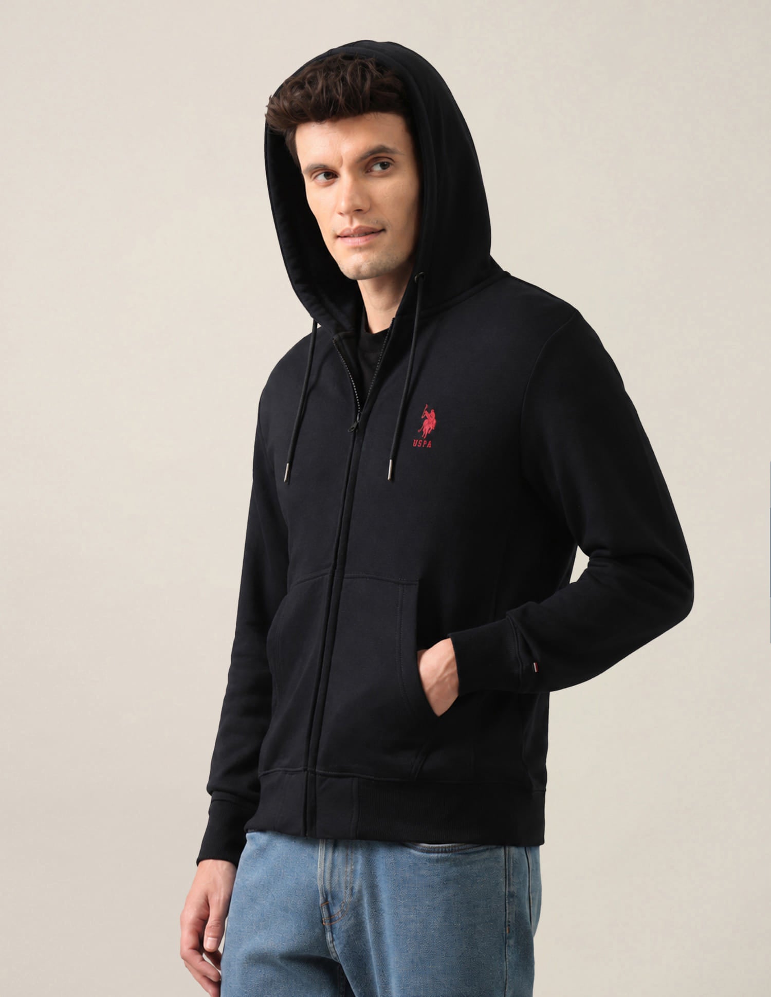 Solid Hooded Sweatshirt Navy - U.S. Polo Assn. India | Large