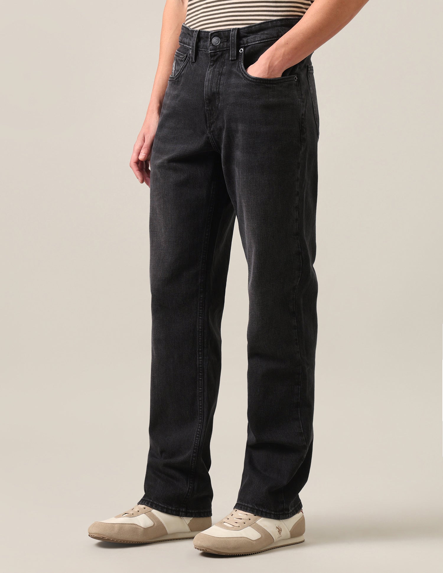 Shawn Relaxed Fit Black Jeans Washed Black - U.S. Polo Assn. India | Large