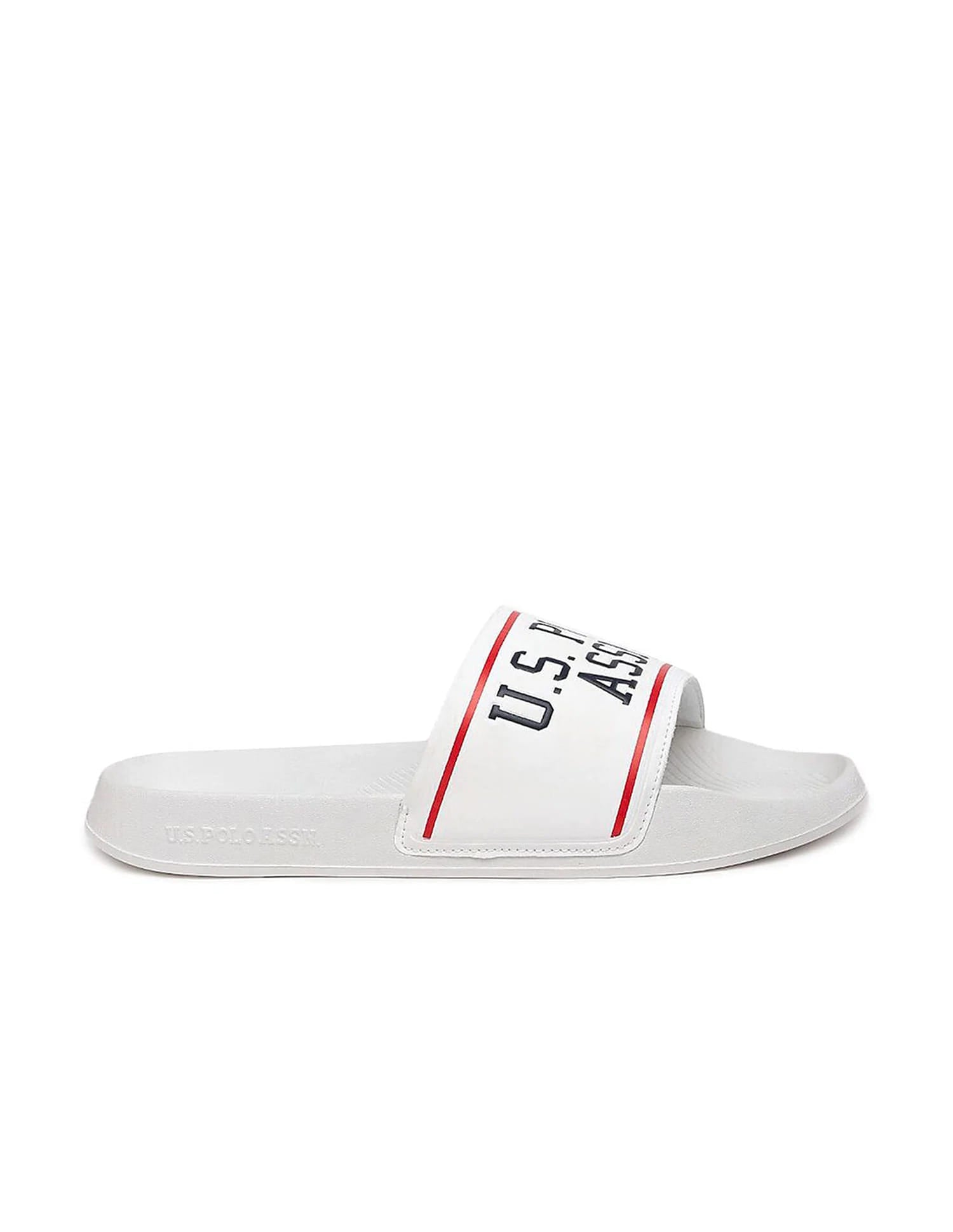 Men Brand Printed Trojan Sliders Off White - U.S. Polo Assn. India | Large