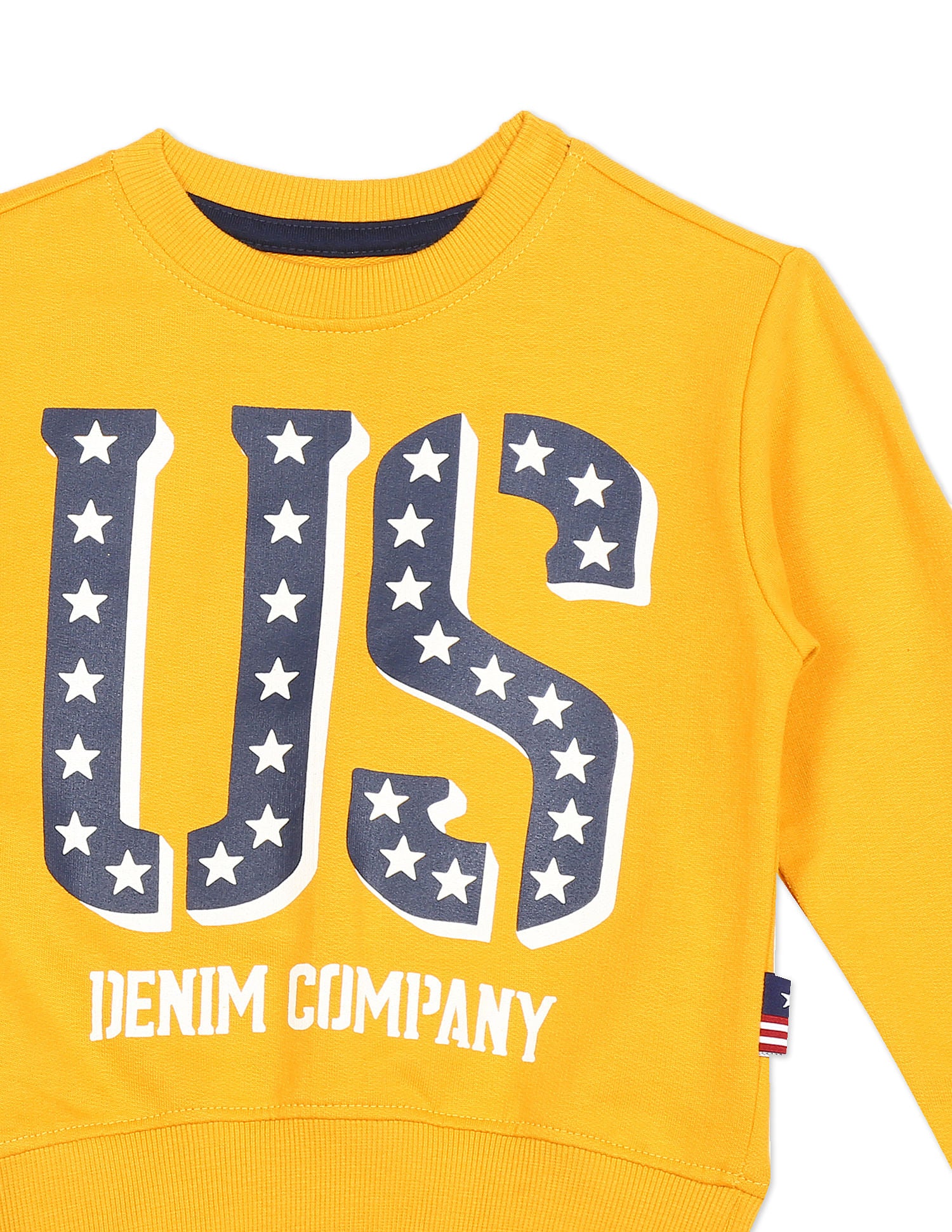 Crew Neck Brand Print Sweatshirt Yellow - U.S. POLO ASSN. | Large