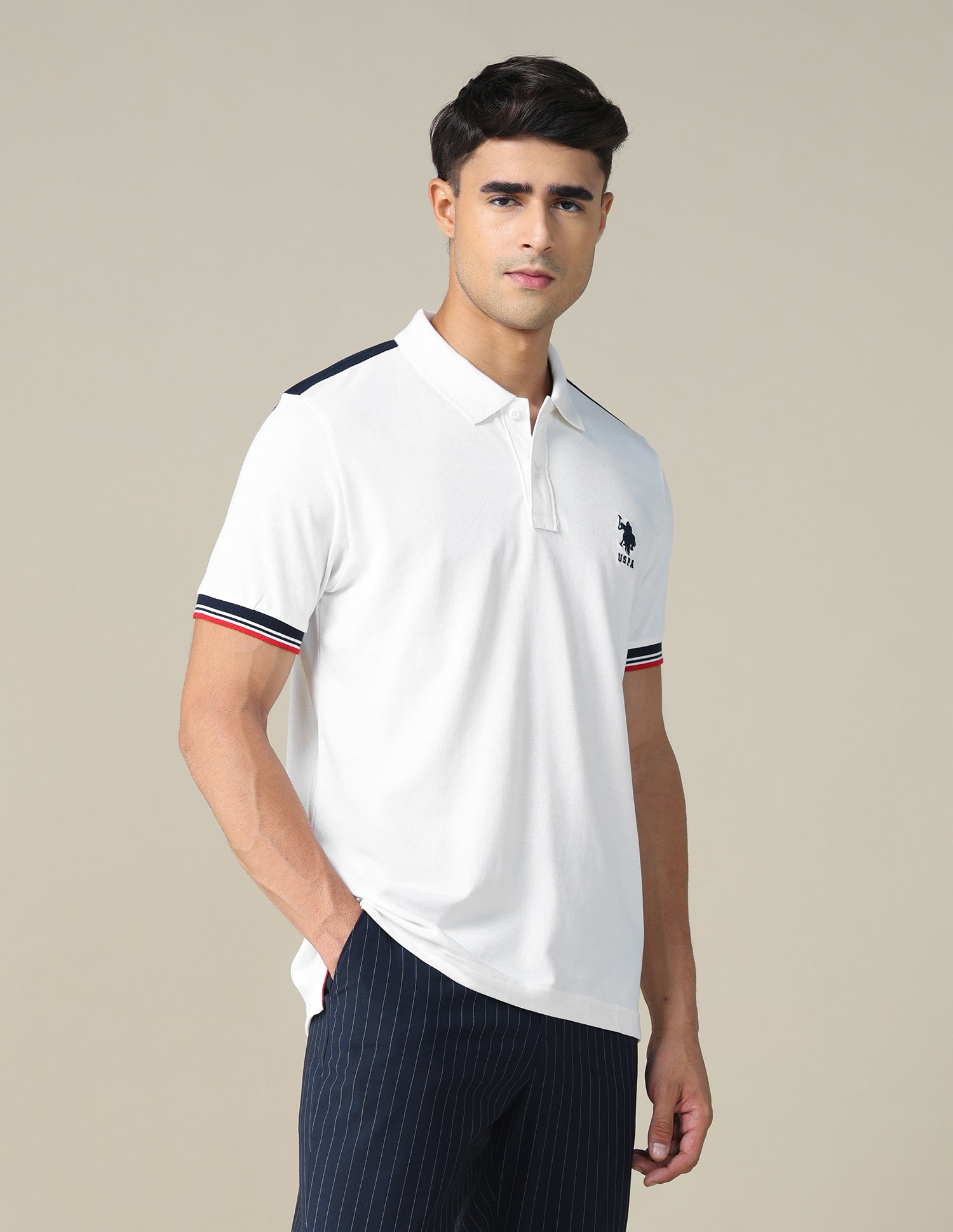 Colourblocked Brand Embroidered Regular Fit Polo Shirt White - U.S. POLO ASSN. | Large