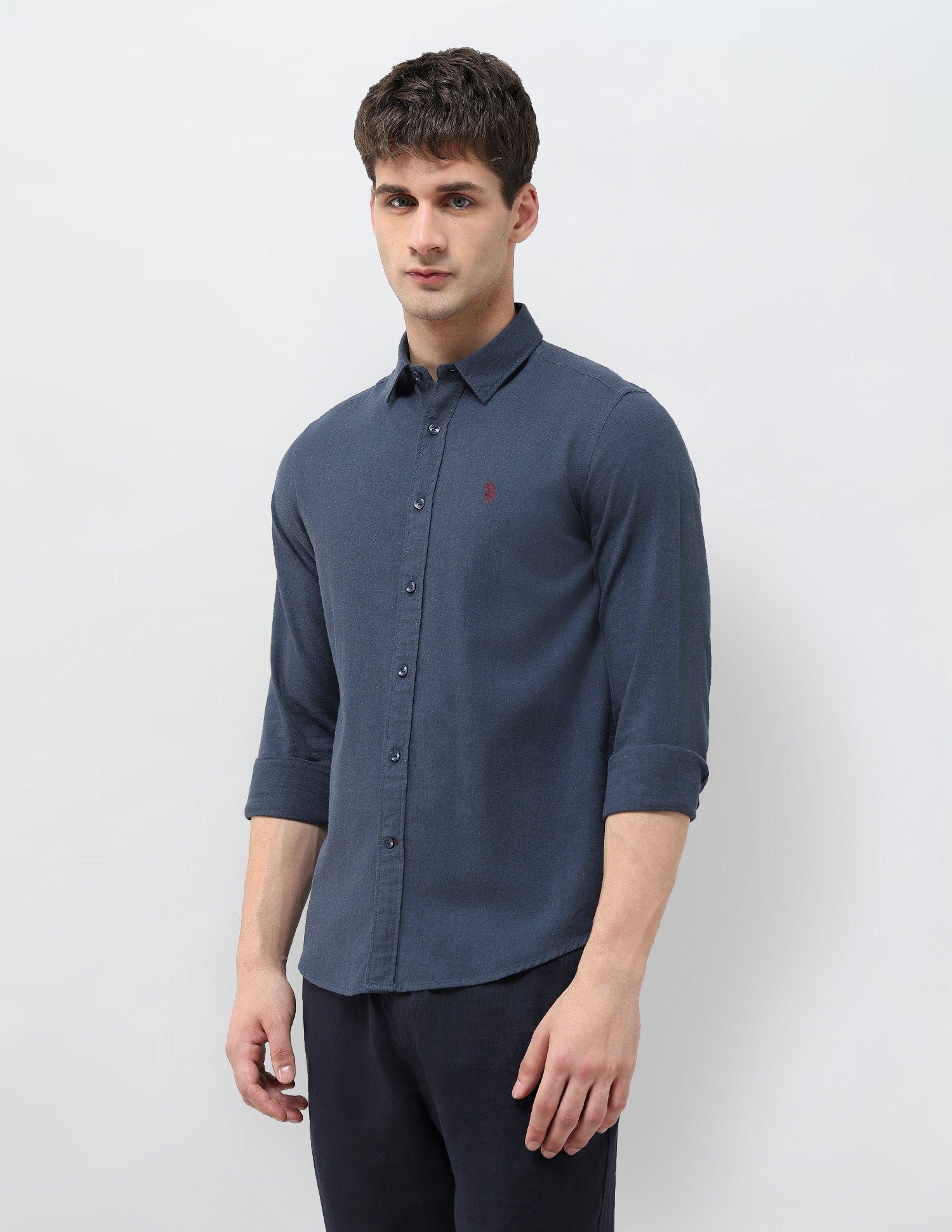 Solid Regular Fit Shirt Dark Blue - U.S. POLO ASSN. | Large
