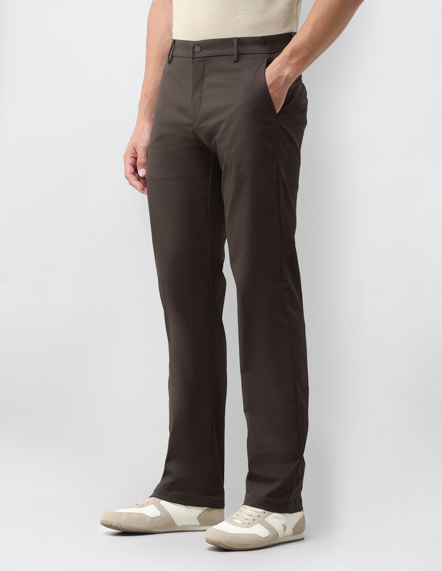 Mid Rise Riley Straight Fit Trousers Choco - U.S. Polo Assn. India | Large