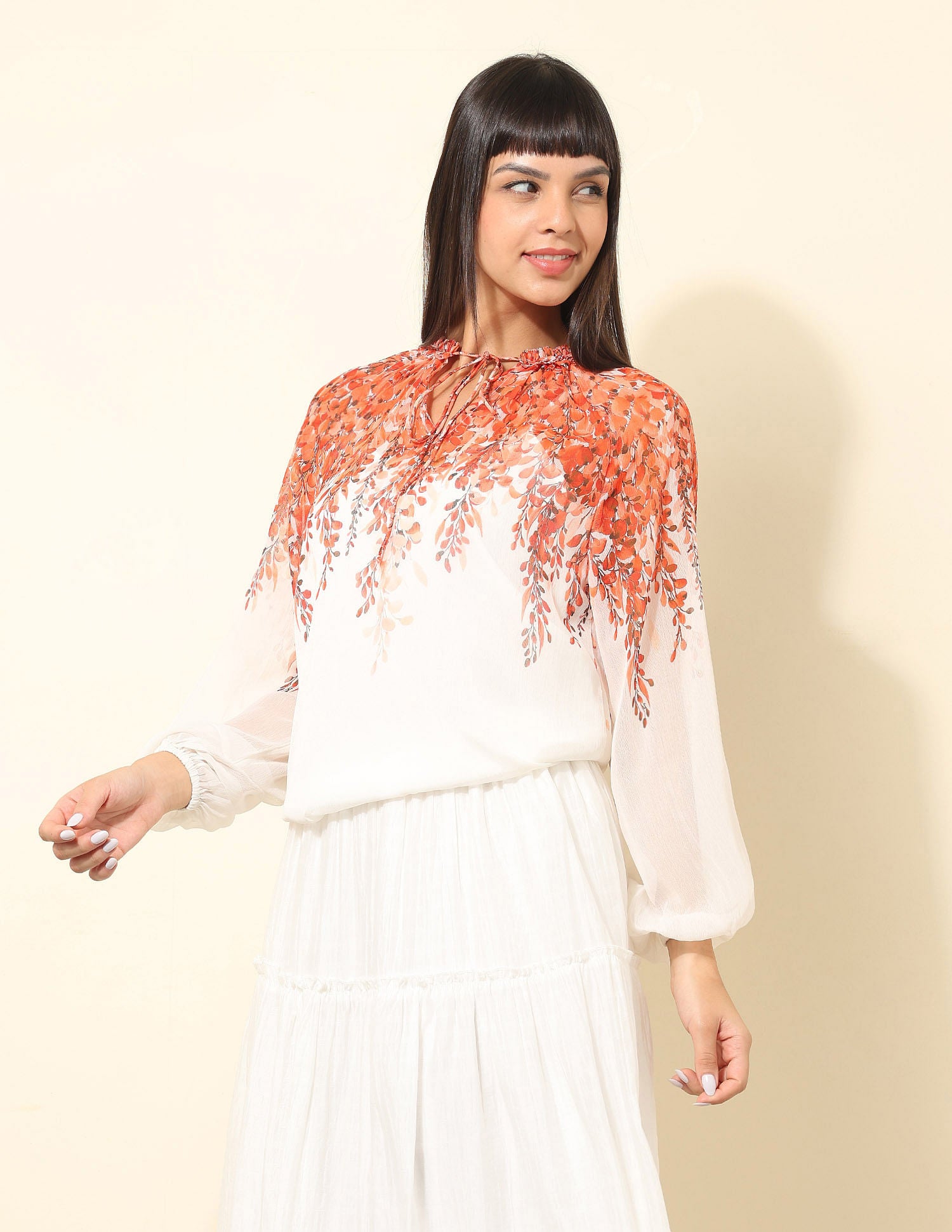 Floral Printed Top Orange - U.S. POLO ASSN. | Large