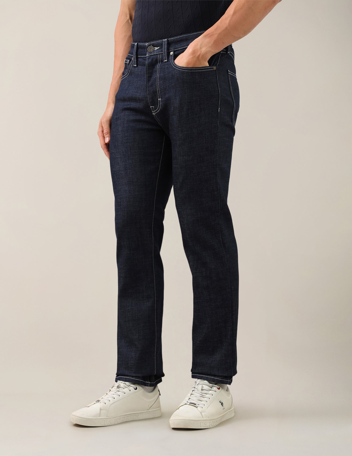 Harold Slim Straight Fit Blue Jeans Dark Blue - U.S. Polo Assn. India | Large