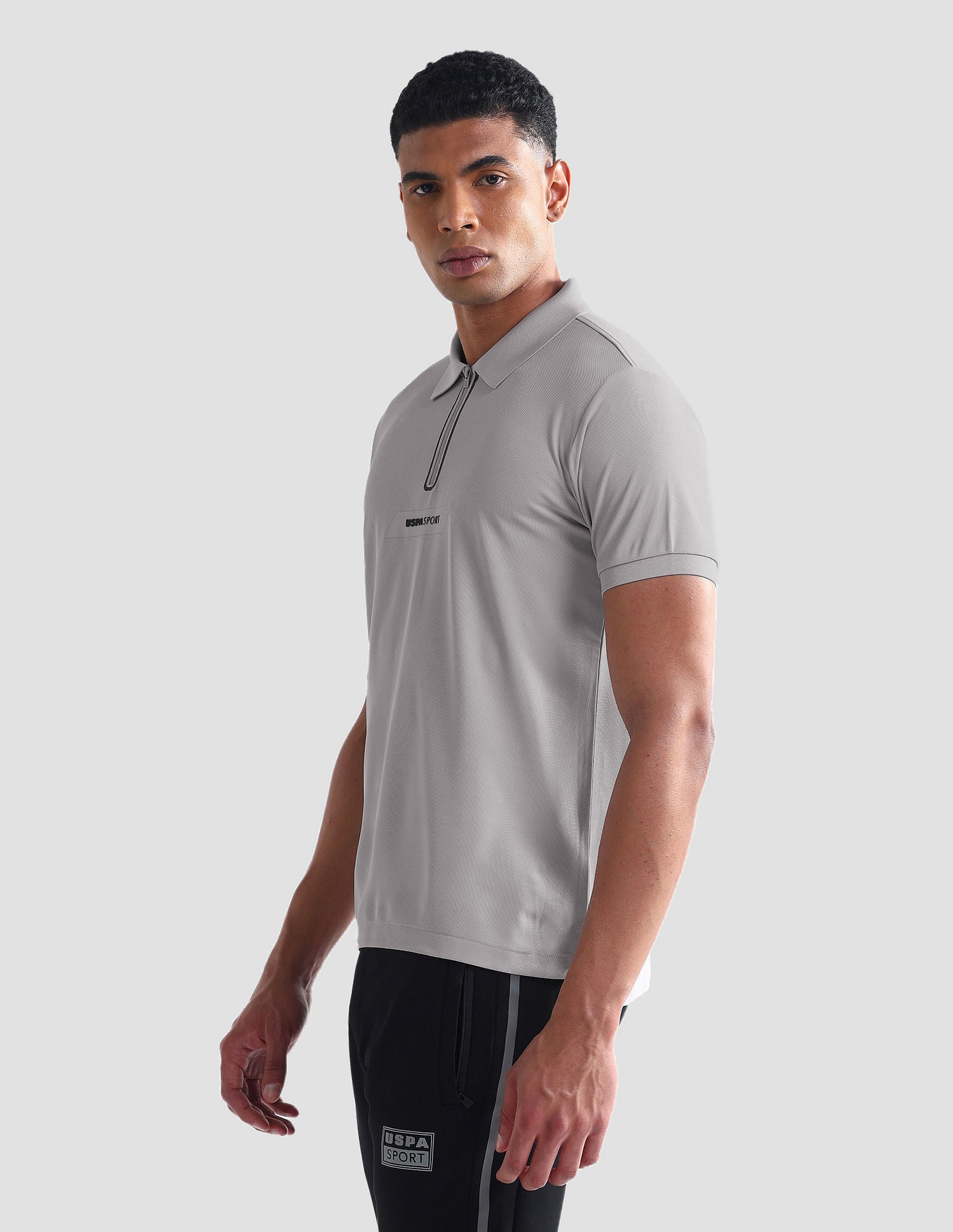 Rear Brand Stripe Slim Polo Shirt Grey - U.S. Polo Assn. India | Large