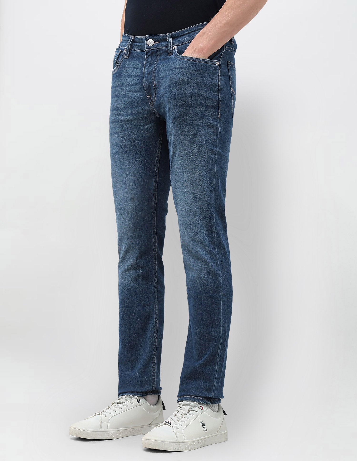 Brandon Slim Tapered Fit Stone Wash Jeans Blue - U.S. Polo Assn. India | Large