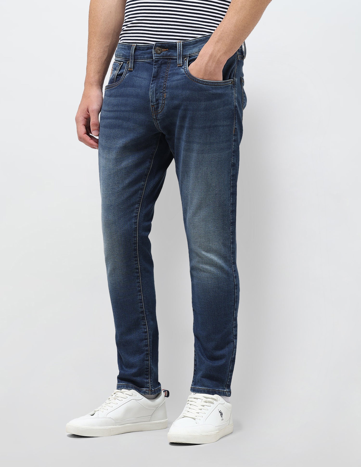 Henry Tapered Fit Blue Jeans Mid Blue - U.S. Polo Assn. India | Large