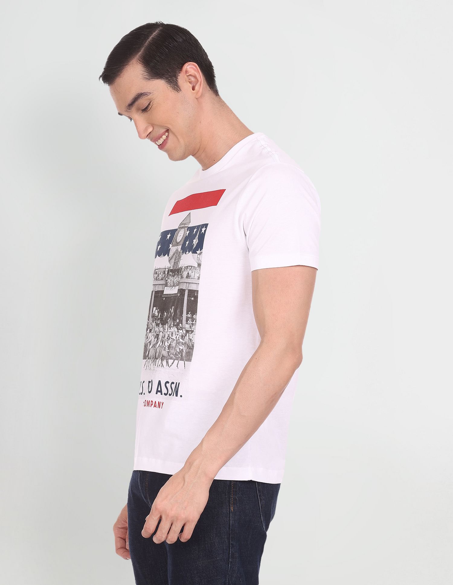 Graphic Print Cotton T-Shirt White - U.S. Polo Assn. India | Large