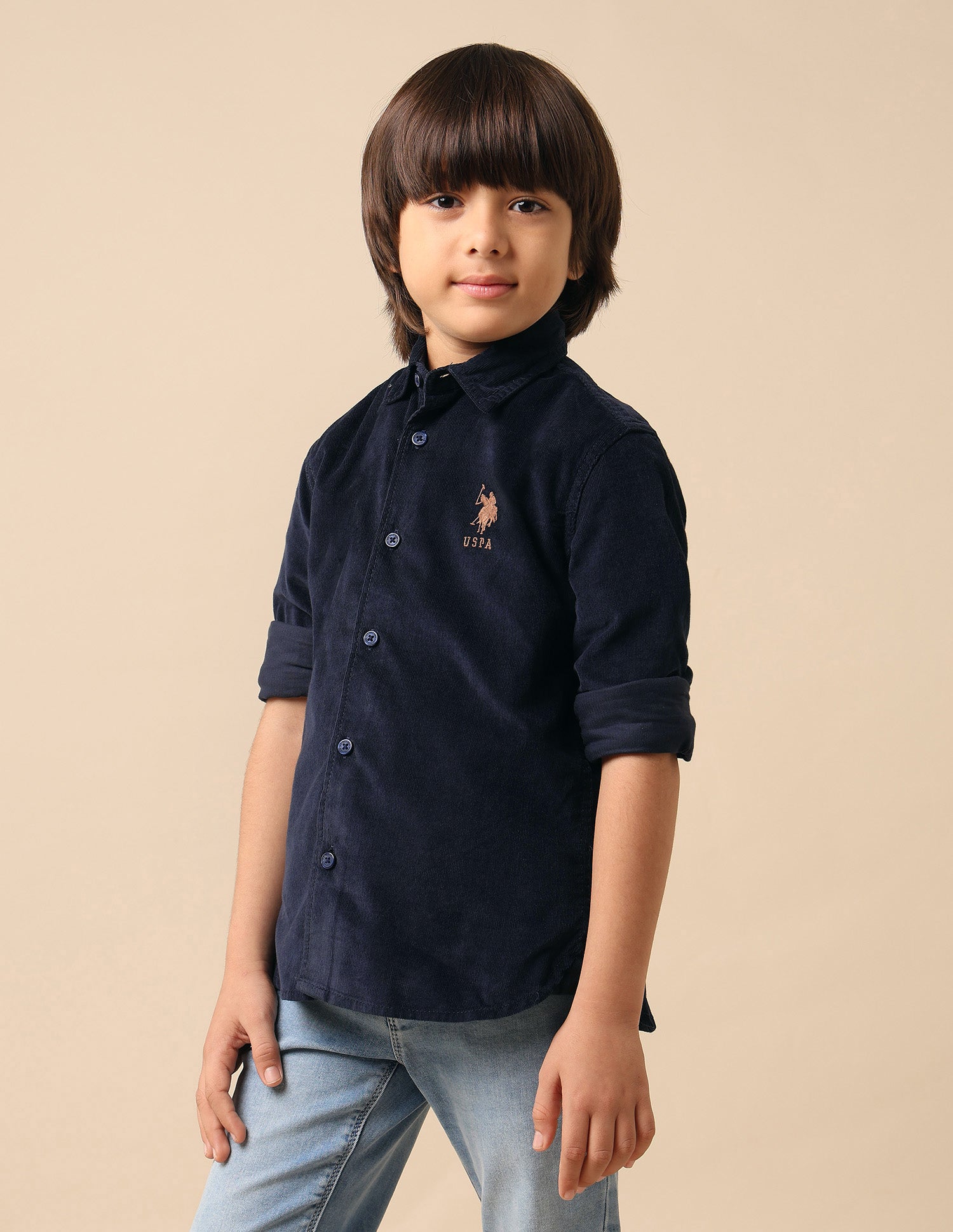 Boys Textured Pure Cotton Shirt Navy - U.S. POLO ASSN. | Large