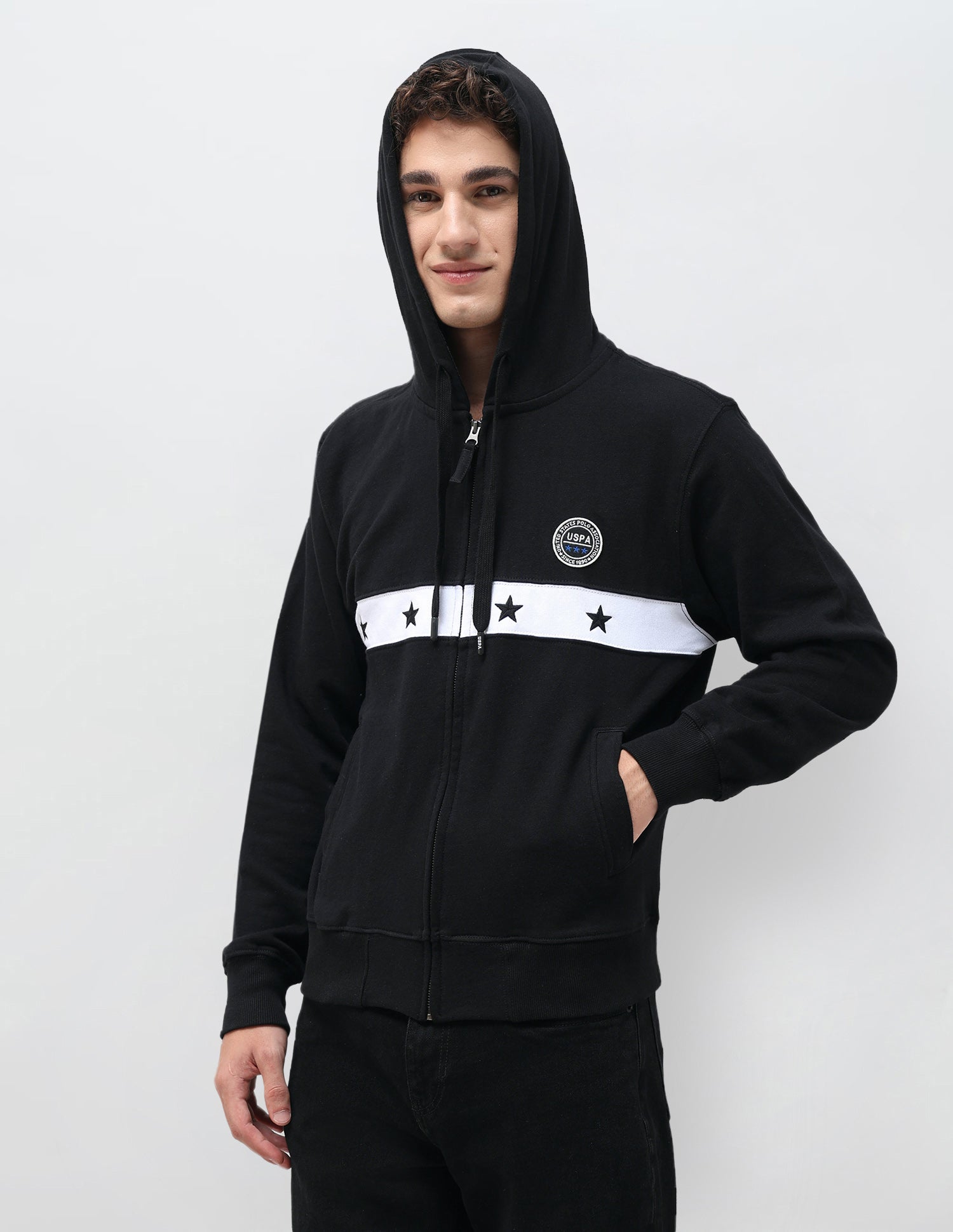 Solid Regular Fit Sweatshirt Black - U.S. Polo Assn. India | Large
