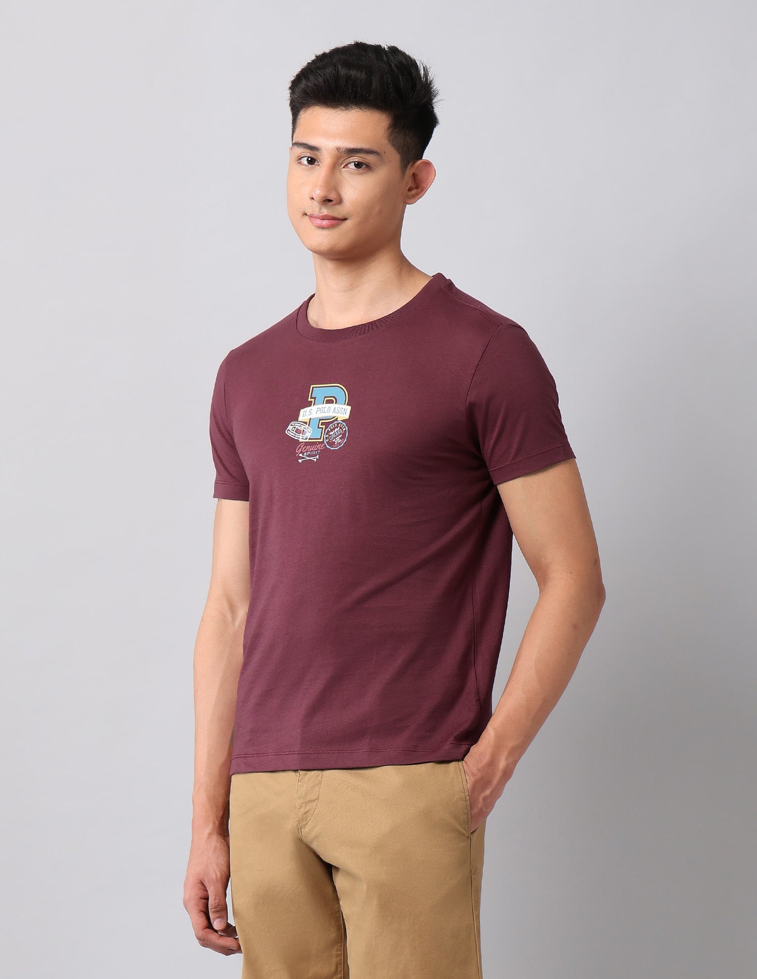 Graphic Printed Pure Cotton T-Shirt Maroon - U.S. POLO ASSN. | Large
