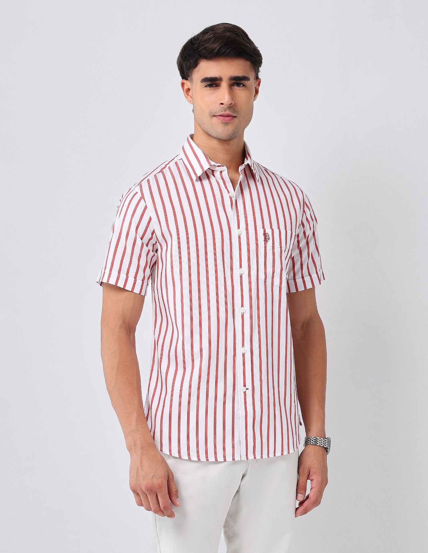 Vertical Striped 135Th Shirt Rust - U.S. Polo Assn. India | Large