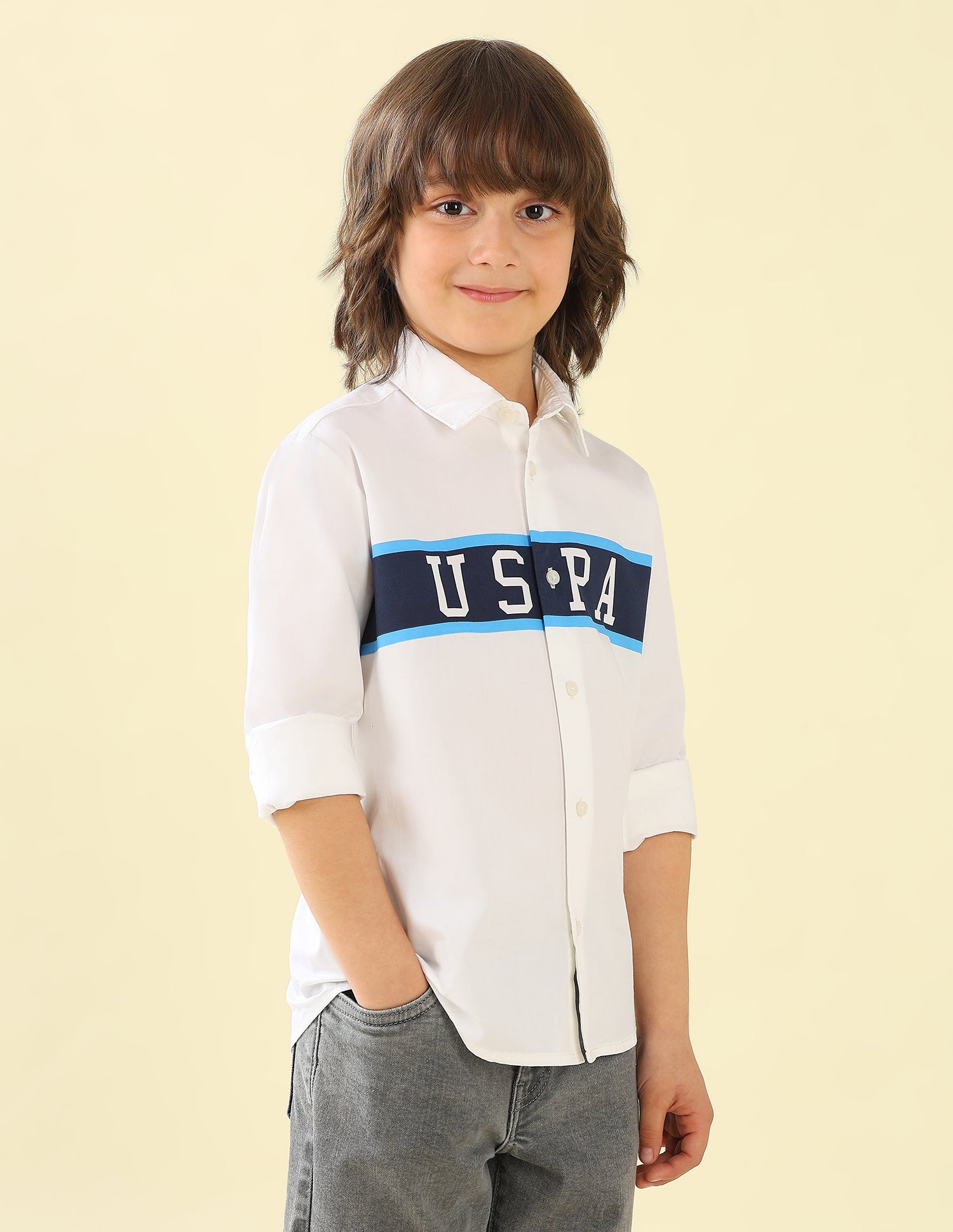 Twill Brand Printed Shirt White - U.S. Polo Assn. India | Large