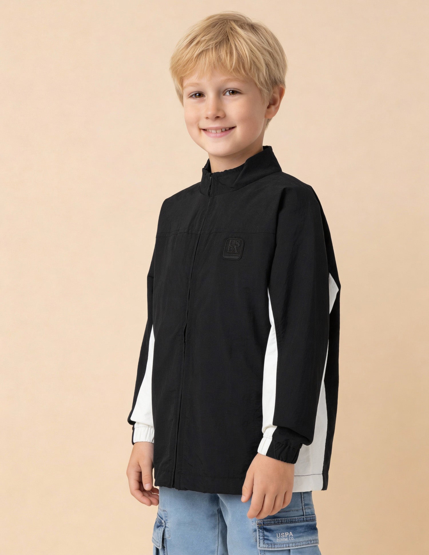 Boys Regular Fit Monochrome Jacket Black - U.S. Polo Assn. India | Large