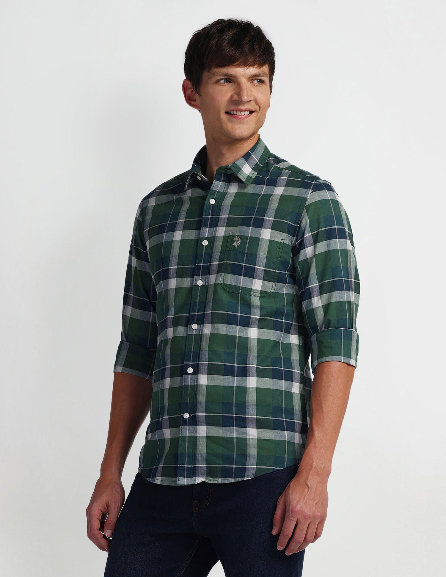 Tartan Check Slim Fit Shirt Navy - U.S. Polo Assn. India | Large