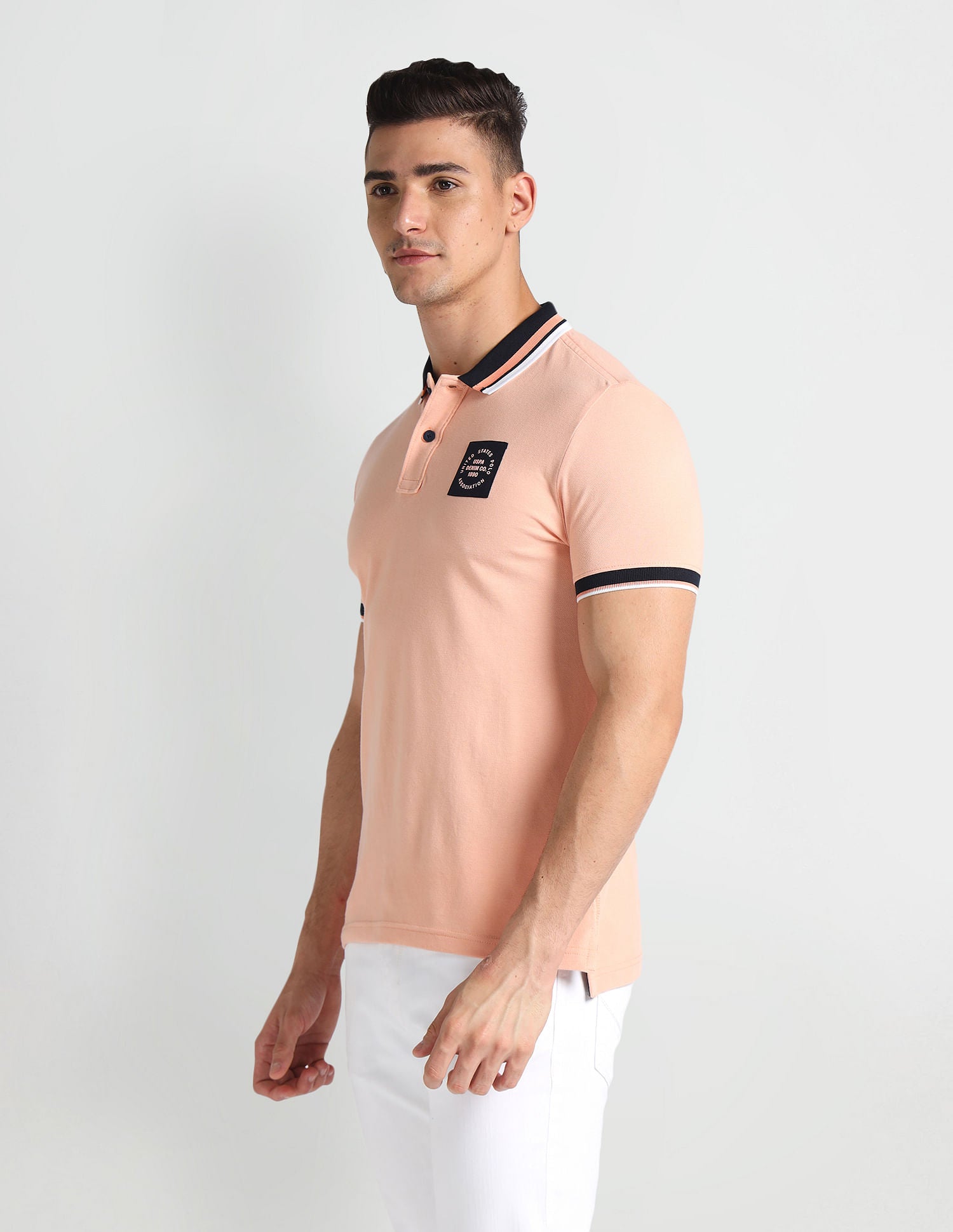 Contrast Detail Muscle Fit Polo Shirt Pink - U.S. Polo Assn. India | Large