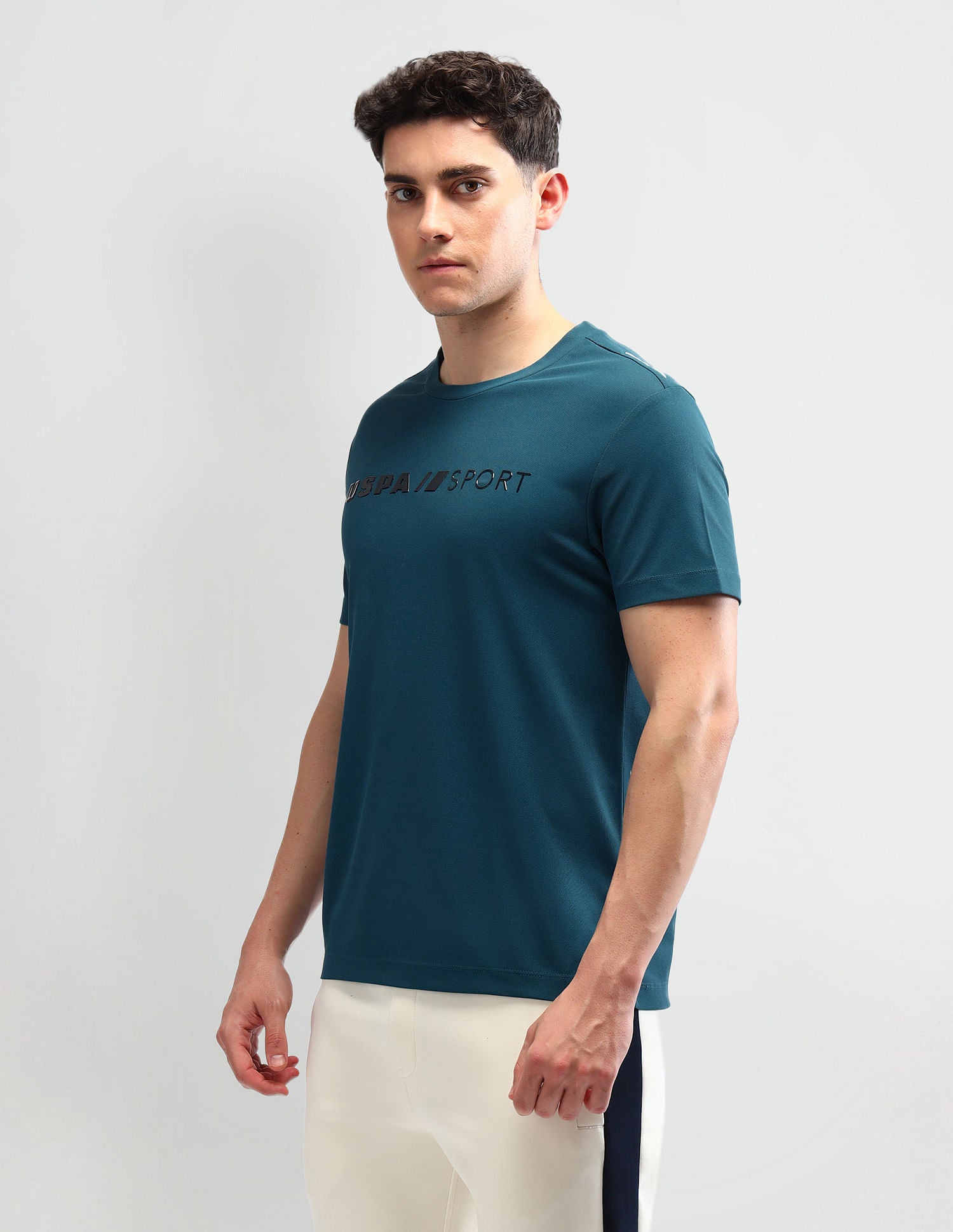 Slim Fit Brand Printed T-Shirt Teal - U.S. Polo Assn. India | Large
