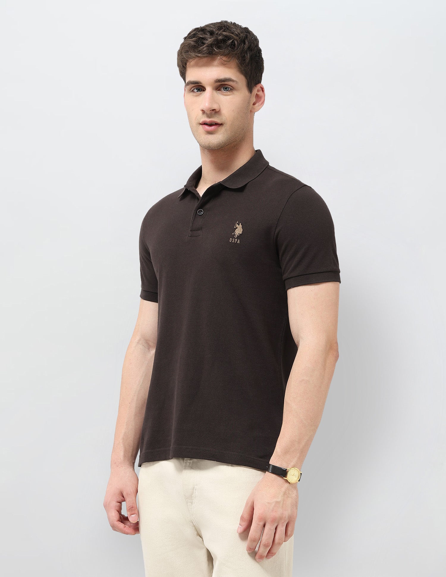 Graphic Brand Printed Regular Fit Polo Shirt Dark Brown - U.S. POLO ASSN. | Large