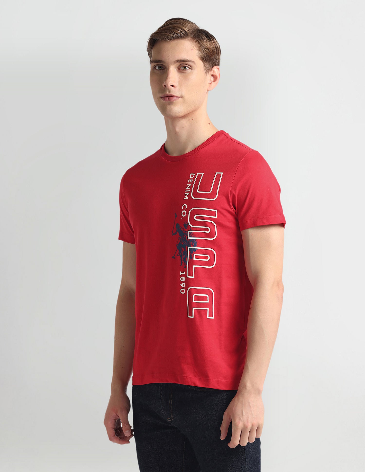 Crew Neck Brand Print T-Shirt Red - U.S. Polo Assn. India | Large
