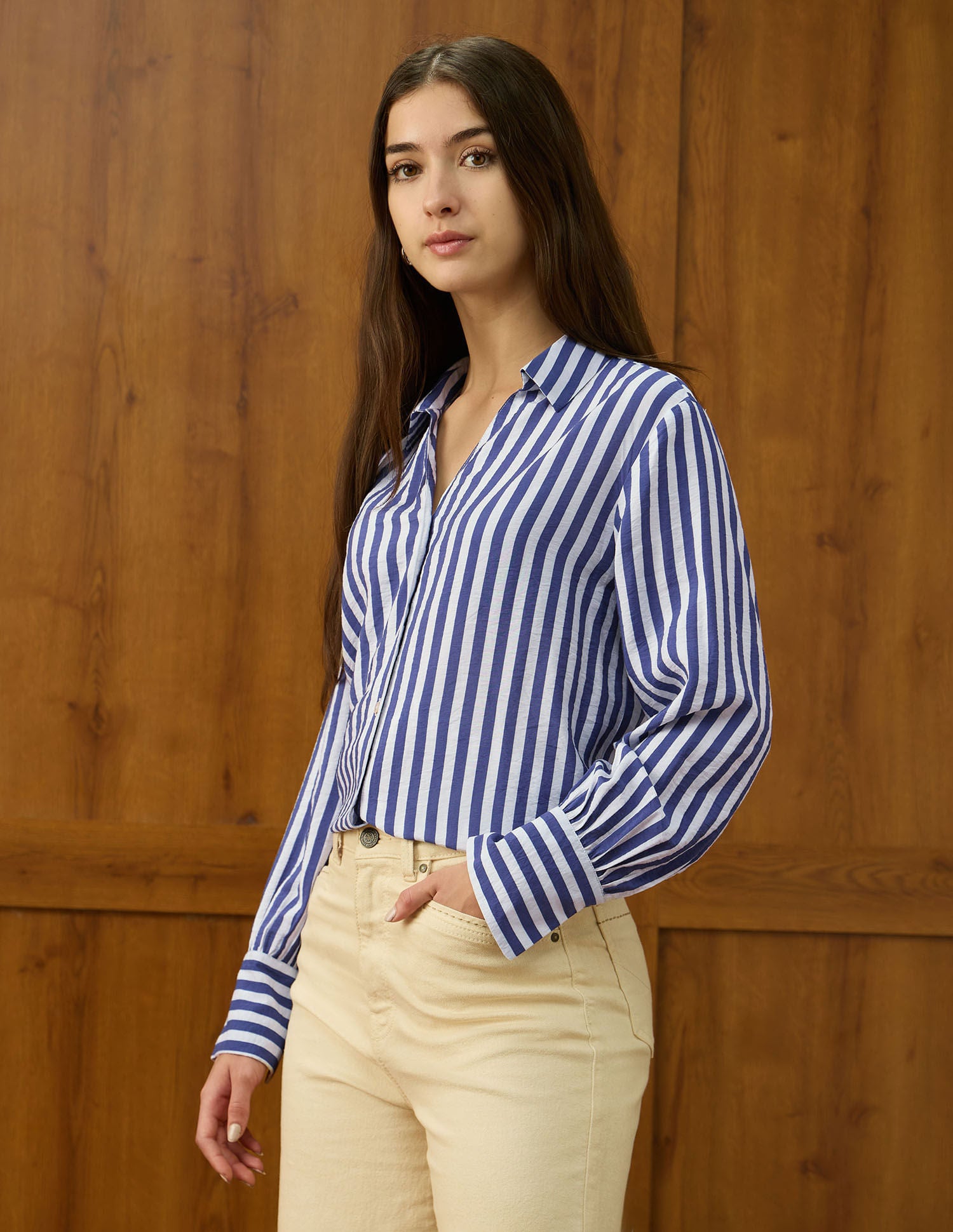 Vertical Striped Regular Fit Shirt Blue - U.S. Polo Assn. India | Large
