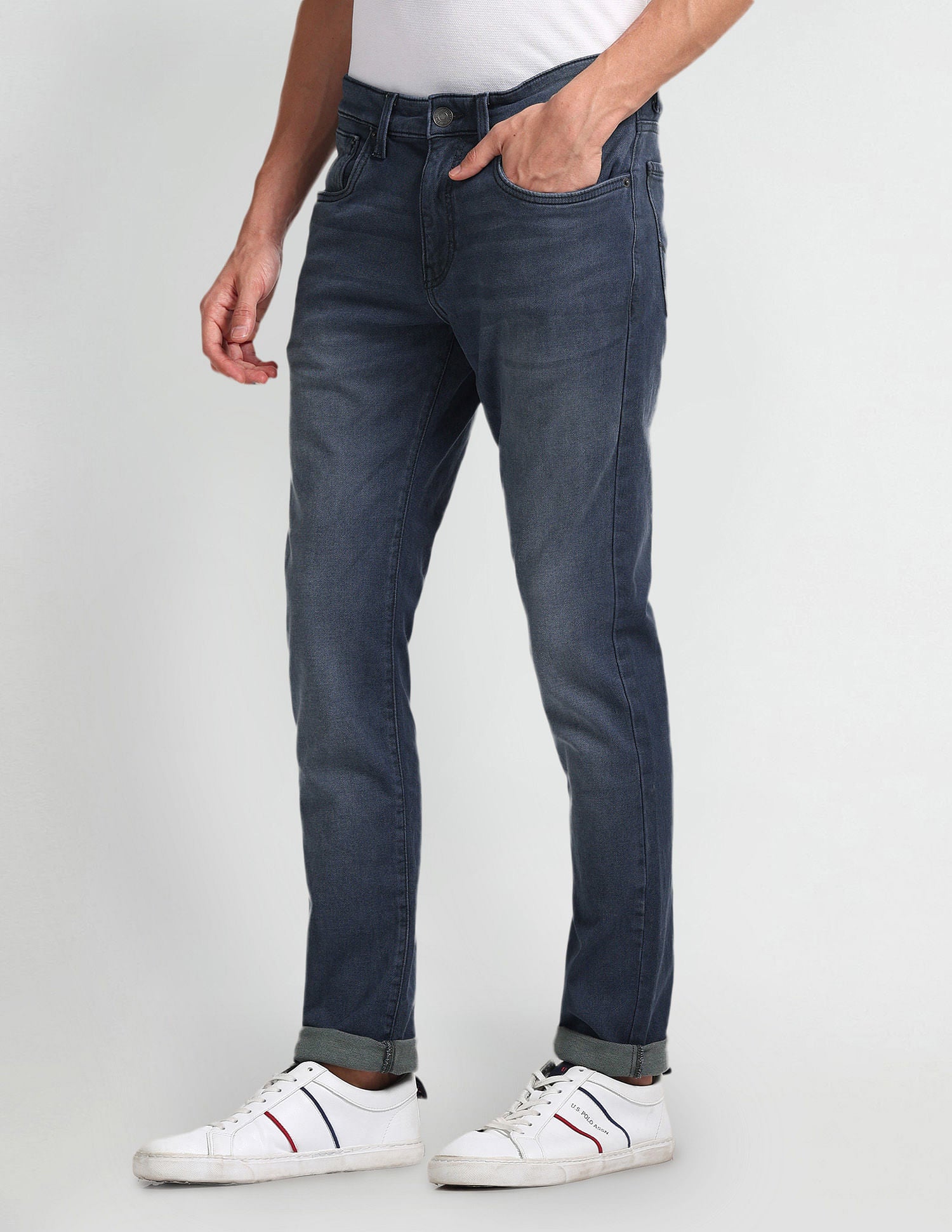 Brandon Slim Tapered Fit Blue Jeans Blue - U.S. Polo Assn. India | Large