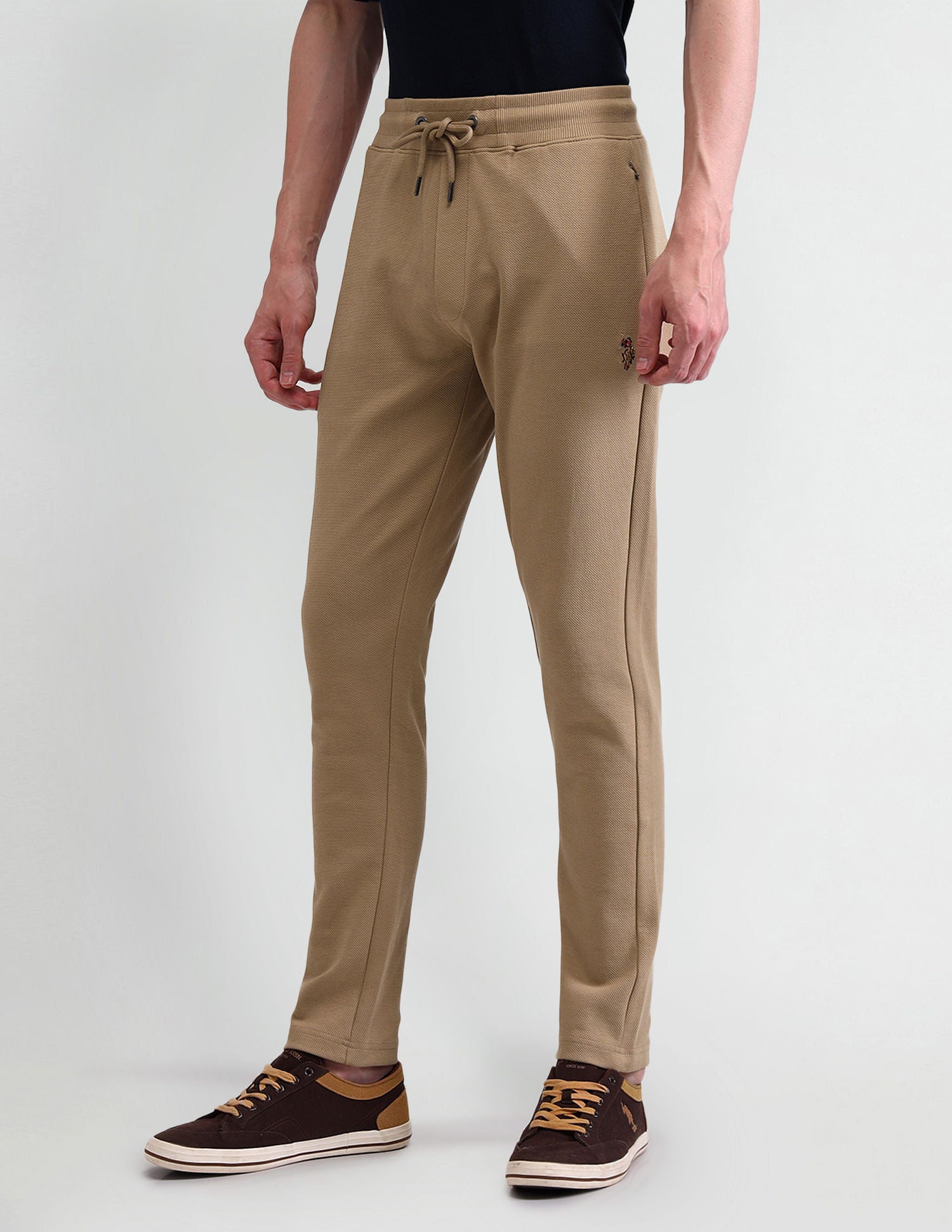 Solid Regular Fit Track Pants Beige - U.S. POLO ASSN. | Large