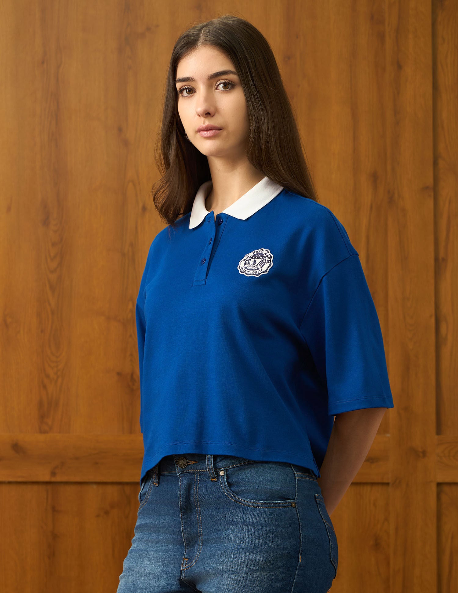 Oversized Fit Solid Polo Shirt Blue - U.S. POLO ASSN. | Large